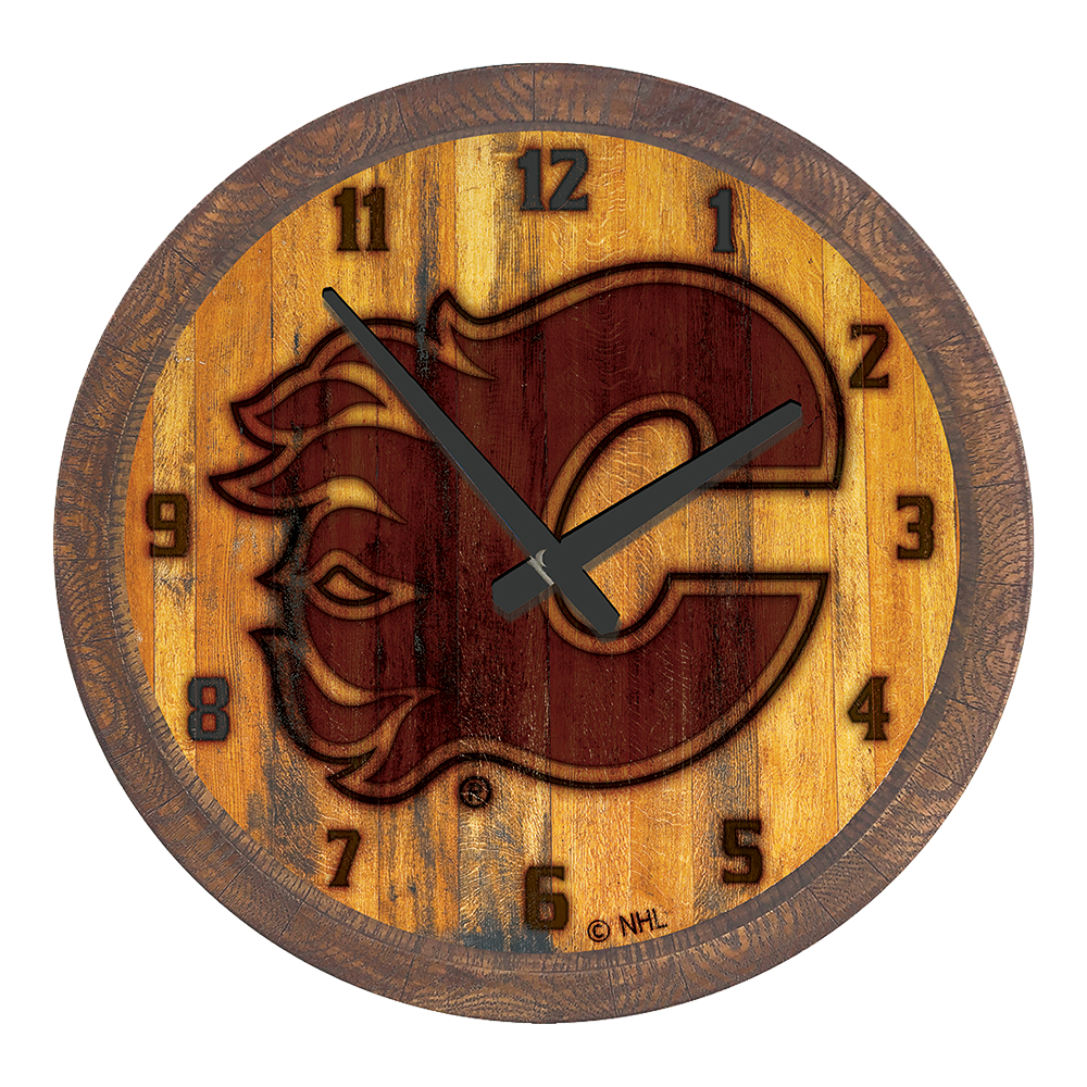 Calgary Flames: Branded "Faux" Barrel Top Wall Clock  