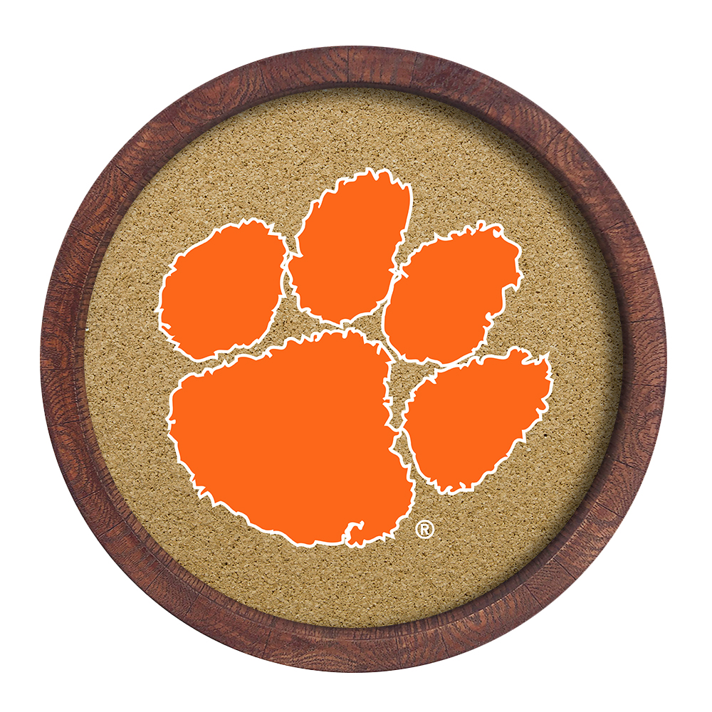 Clemson Tigers: "Faux" Barrel Framed Cork Board  