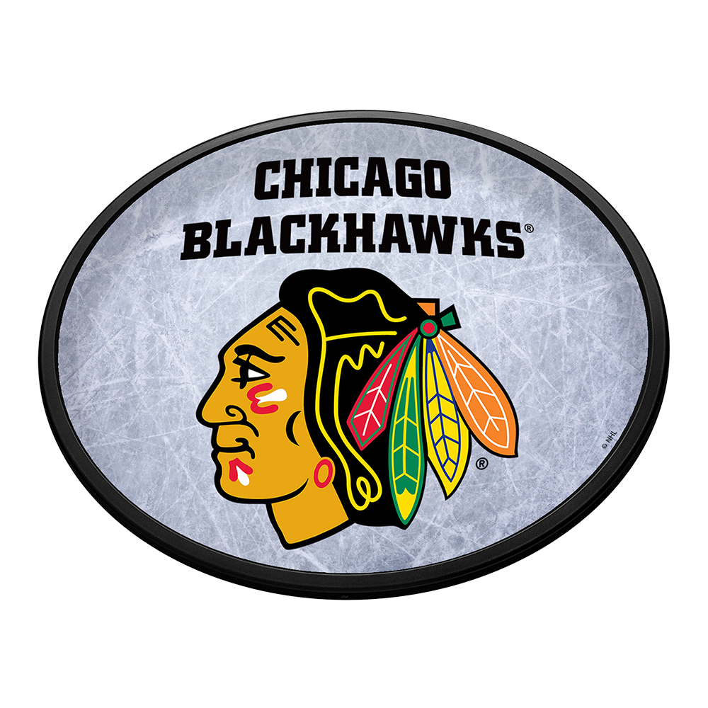 Chicago Blackhawks Ice Rink - Oval Slimline Lighted Wall Sign