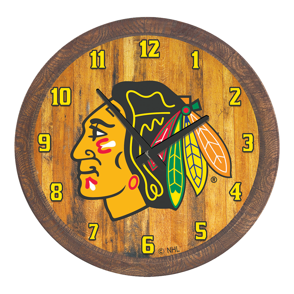 Chicago Blackhawks "Faux" Barrel Top Wall Clock  