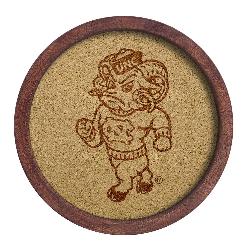 North Carolina Tar Heels: Mascot - "Faux" Barrel Framed Cork Board  