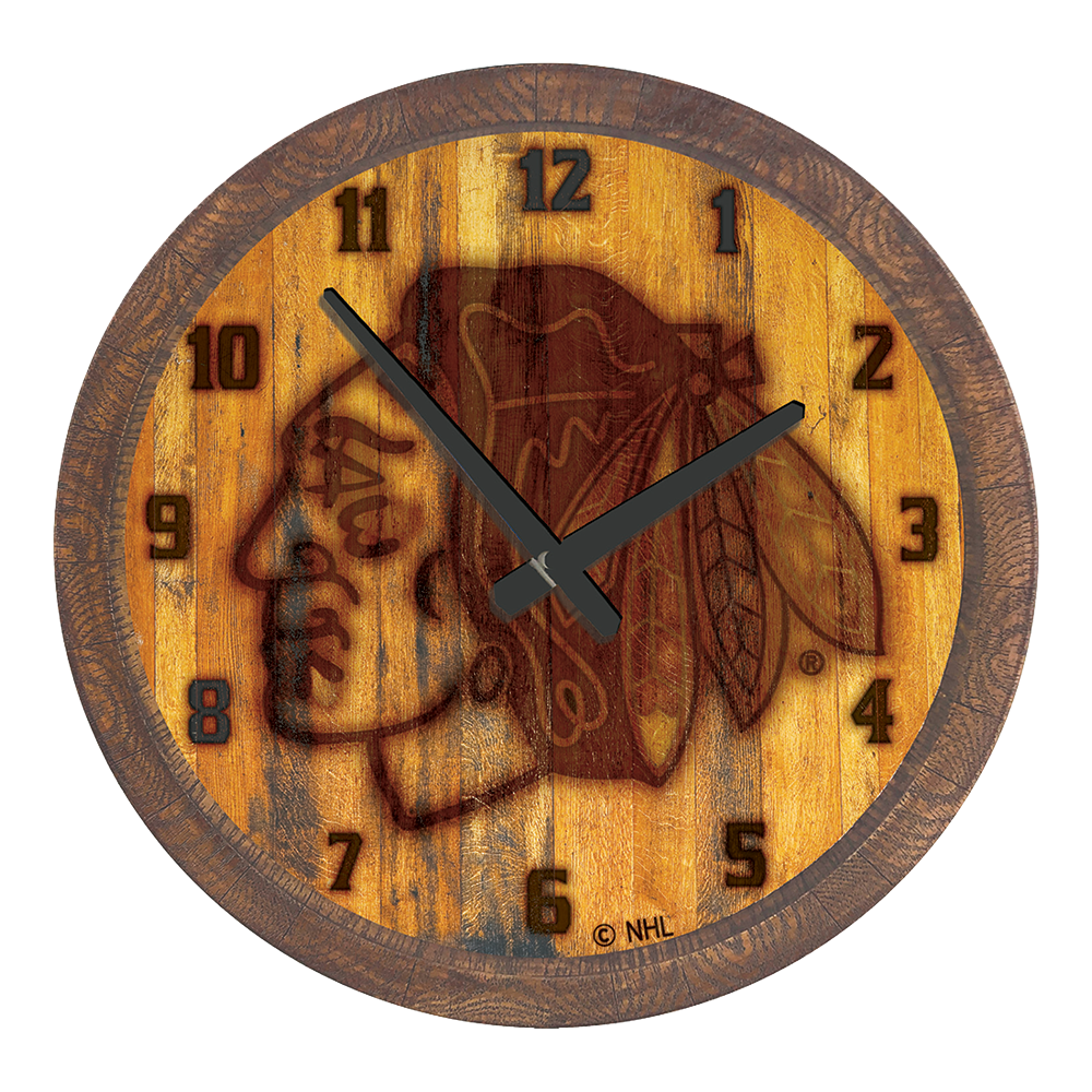 Chicago Blackhawks Branded "Faux" Barrel Top Wall Clock  