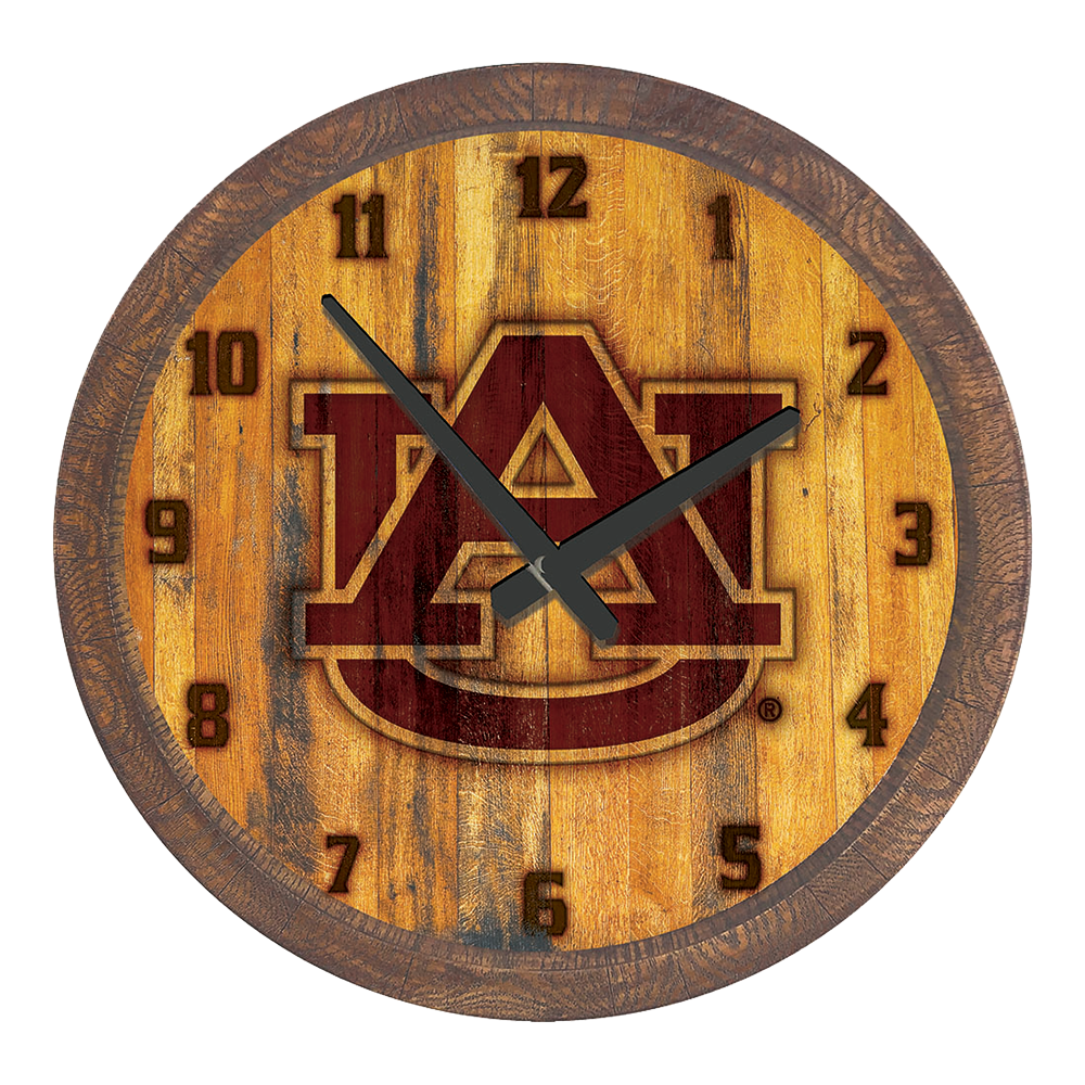 Auburn Tigers: Logo - Branded "Faux" Barrel Top Wall Clock  