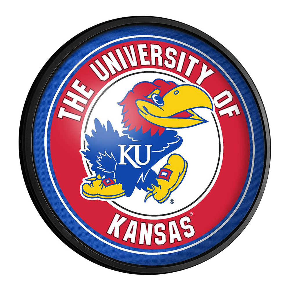 Kansas Jayhawks: Round Slimline Lighted Wall Sign