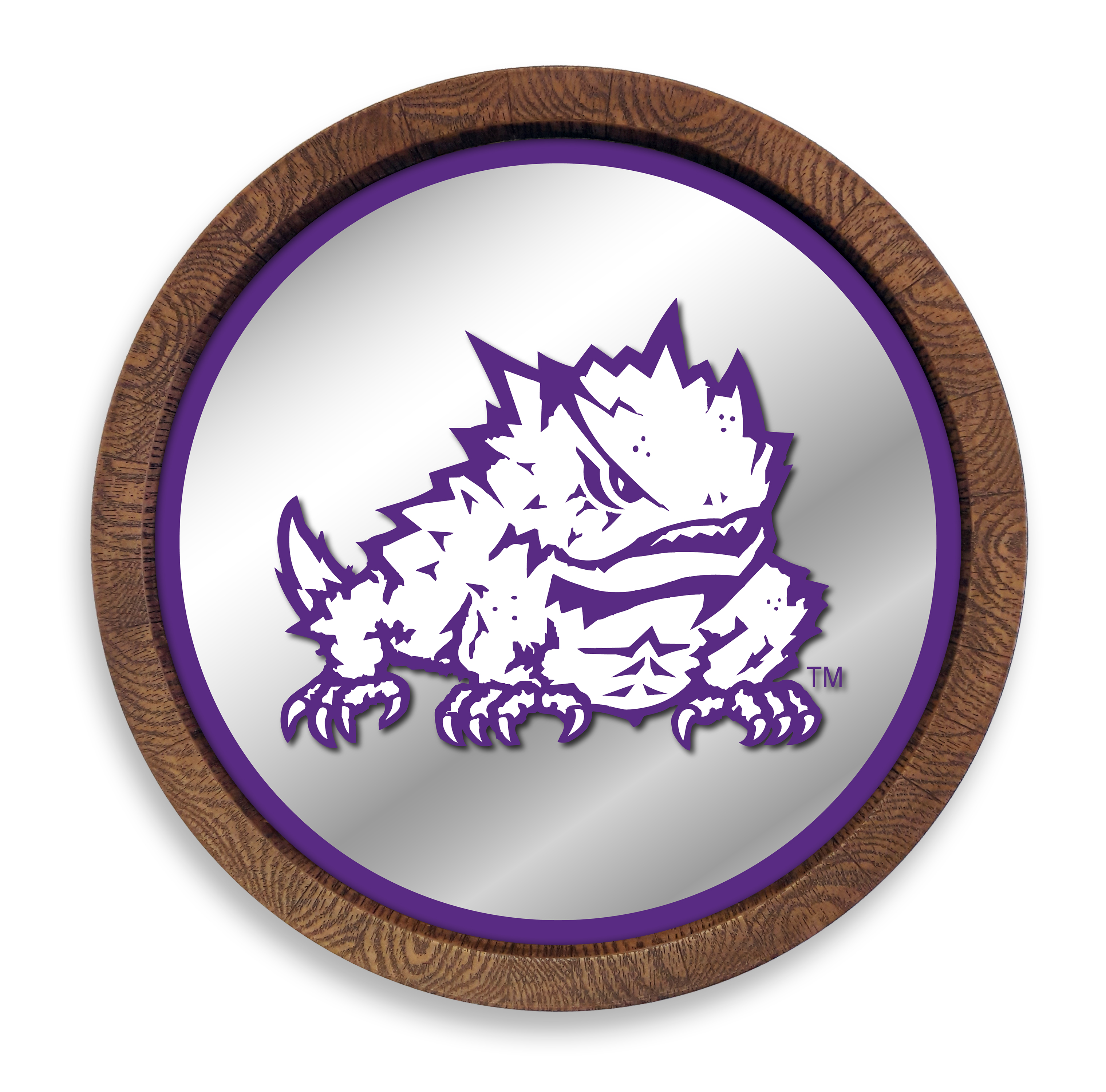 TCU Horned Frogs Mascot - "Faux" Barrel Top Mirrored Wall Sign  