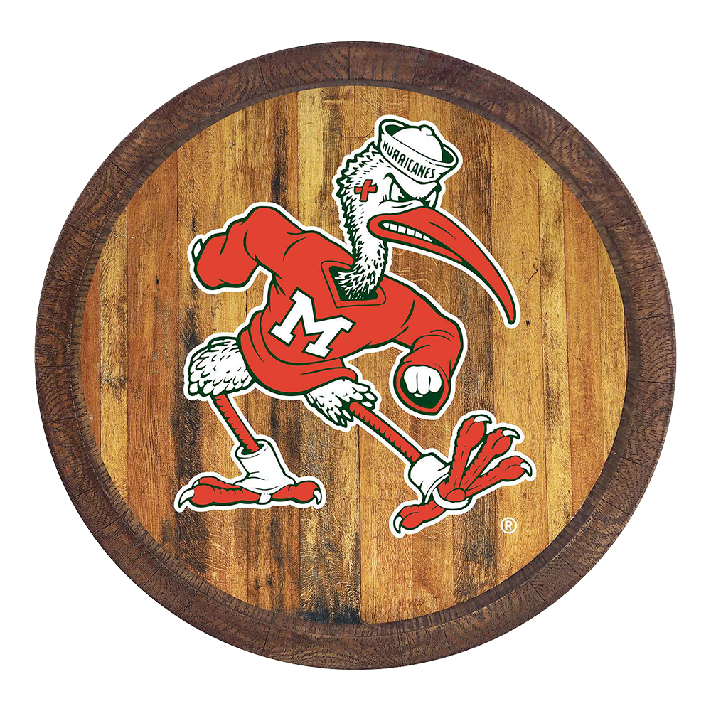 Miami Hurricanes: Mascot - "Faux" Barrel Top Sign  