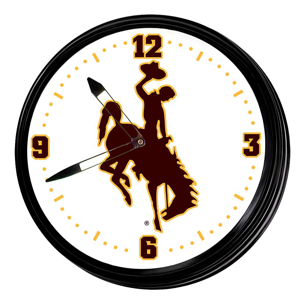 Wyoming Cowboys Retro Lighted Wall Clock