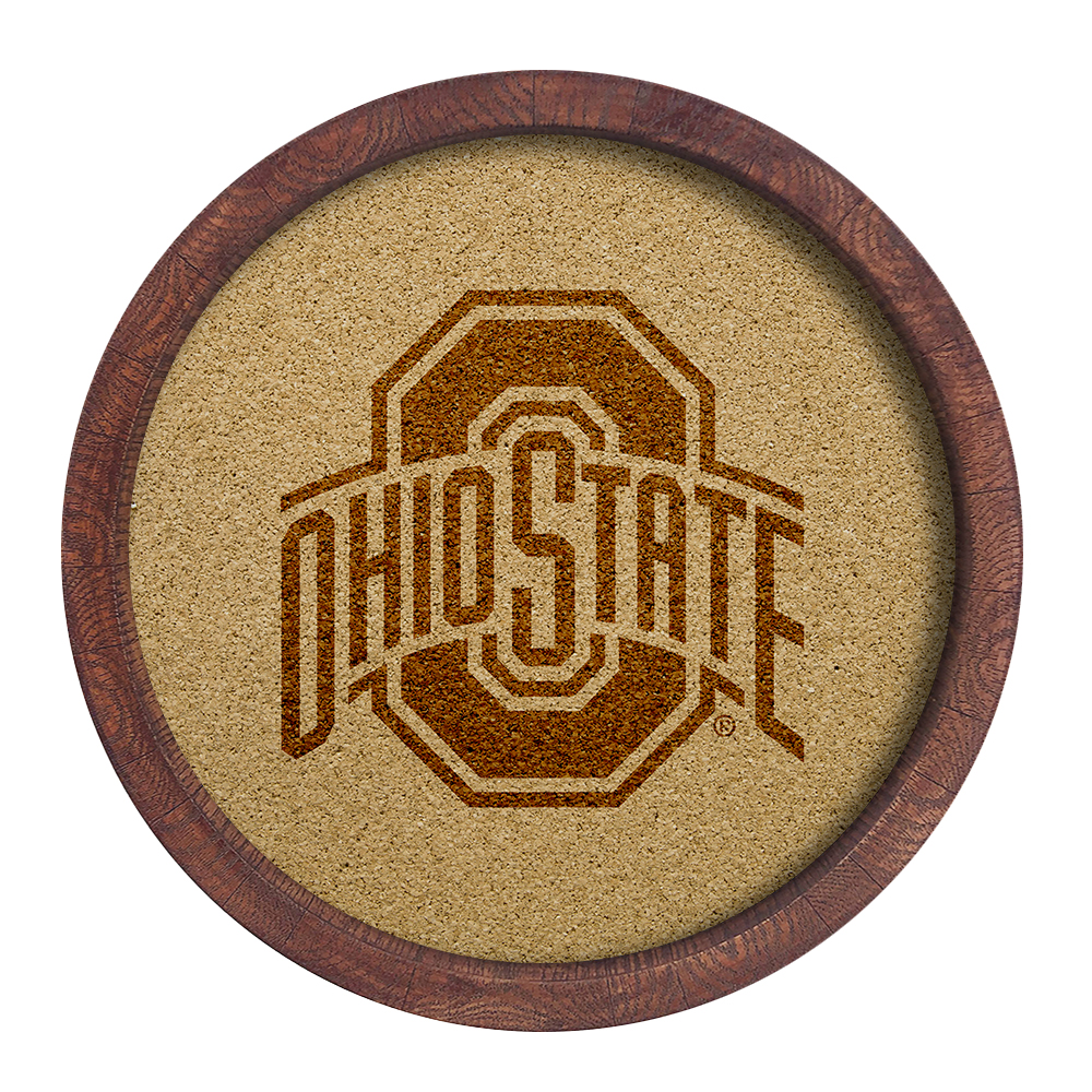 Ohio State Buckeyes: "Faux" Barrel Framed Cork Board  