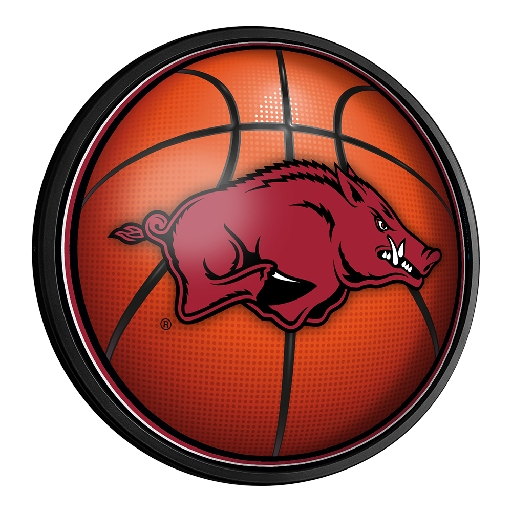 Arkansas Razorbacks: Basketball - Round Slimline Lighted Wall Sign
