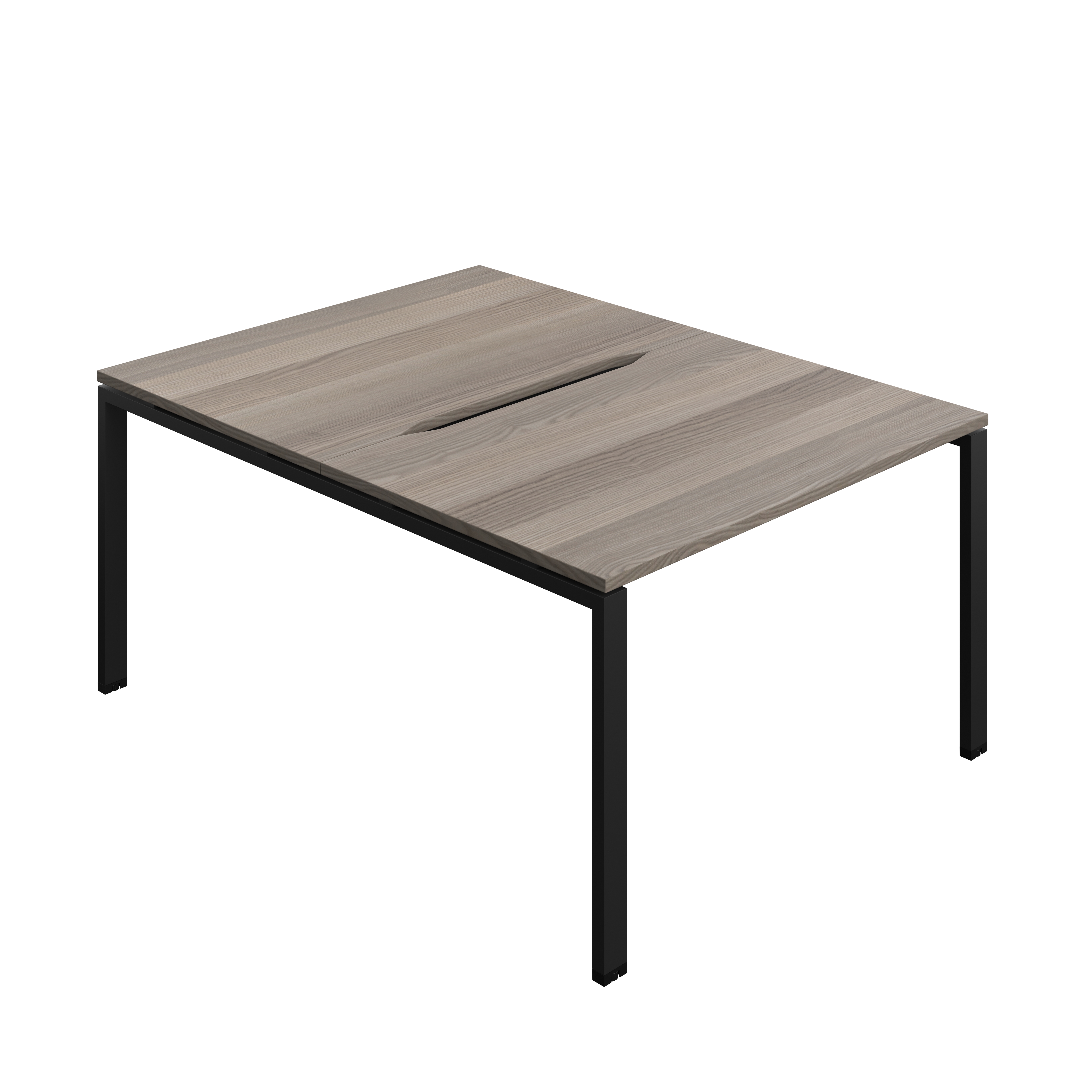 Synergy Bench with Cut Out: 2 Person (FSC) : Goal Post Leg : 1200 | 800 | Grey Oak/Black
