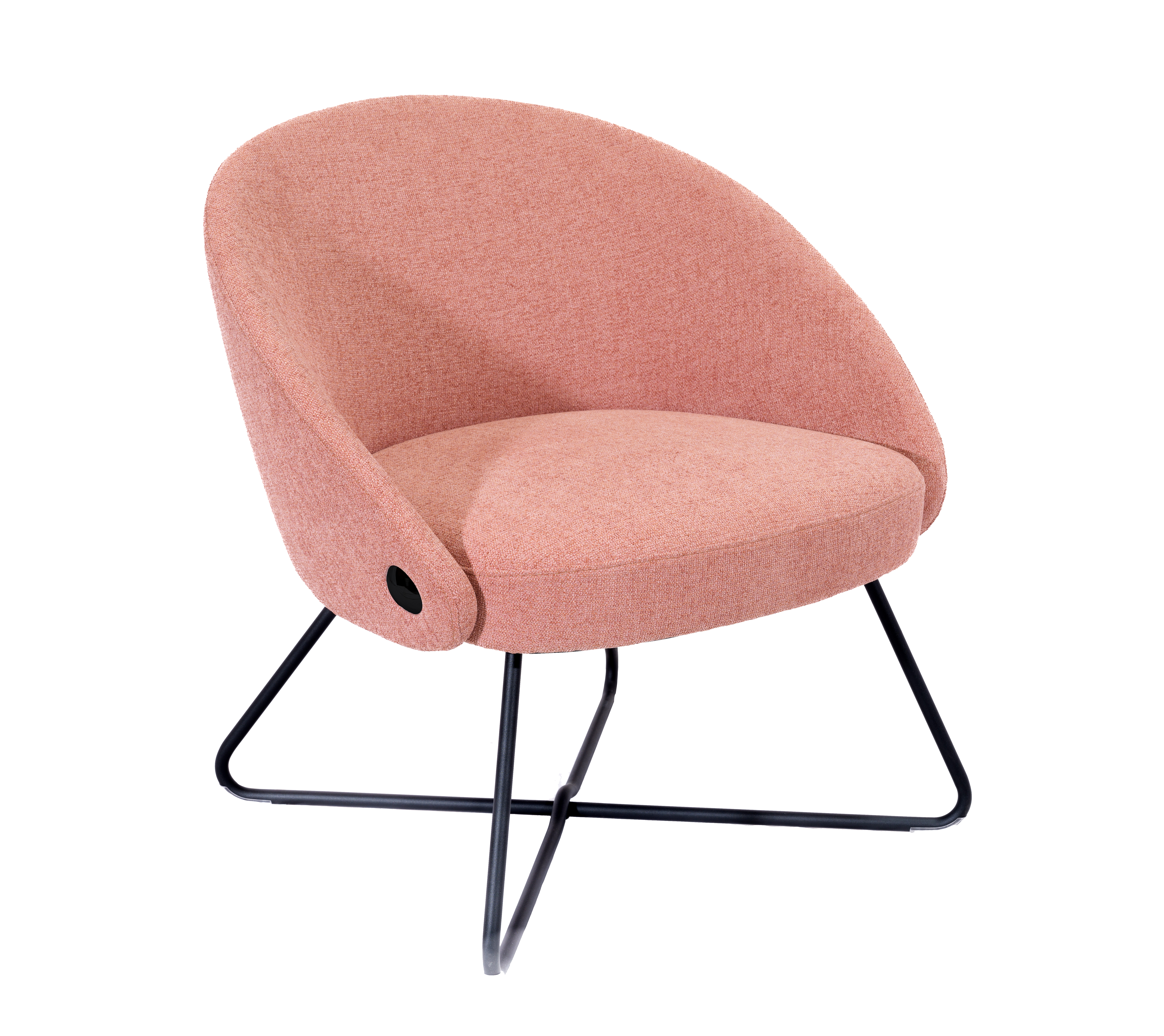 Pocket Reception Chair | Black Wire Base | Pastel Pink Fabric