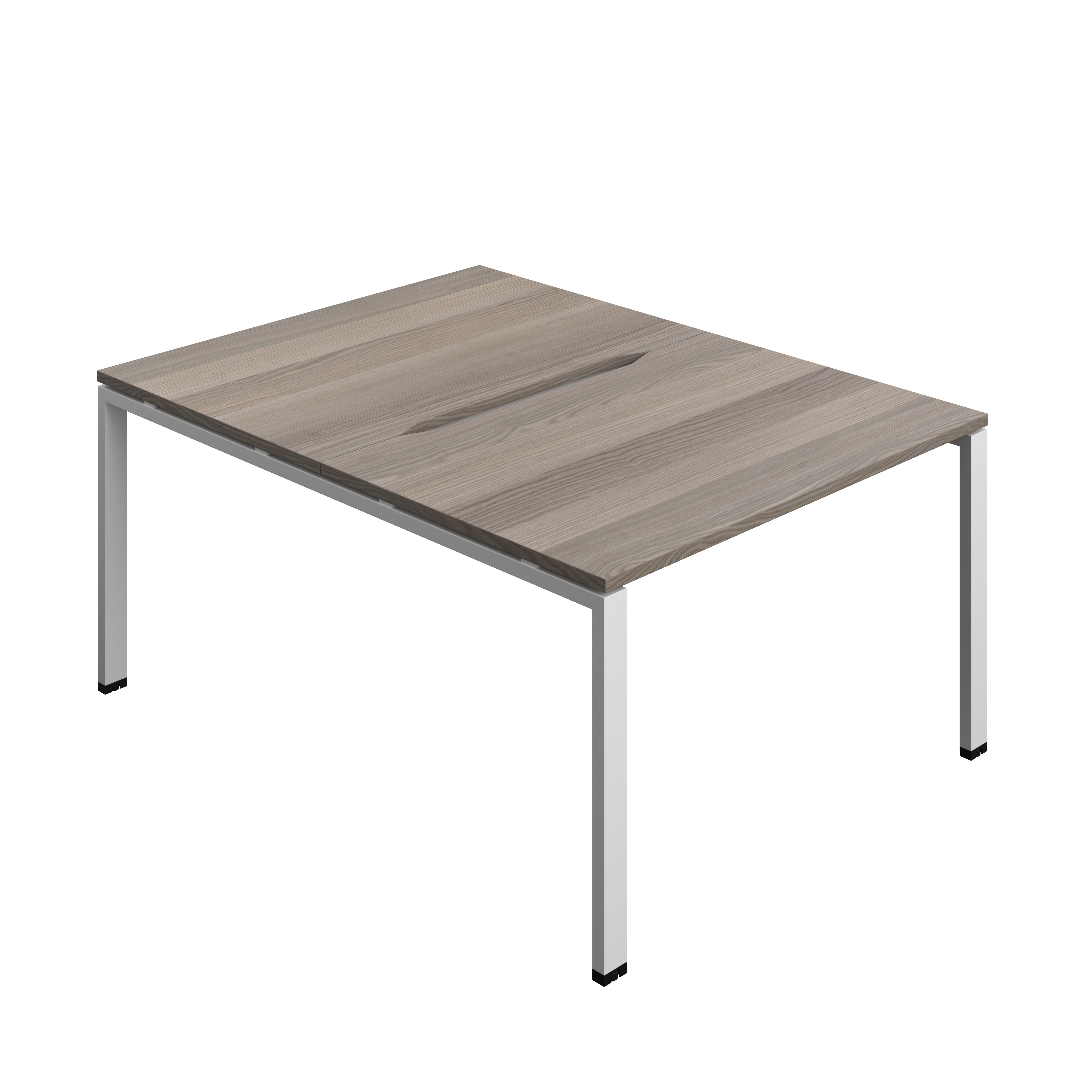 Synergy Bench with Cut Out: 2 Person (FSC) : Goal Post Leg : 1200 | 800 | Grey Oak/Silver