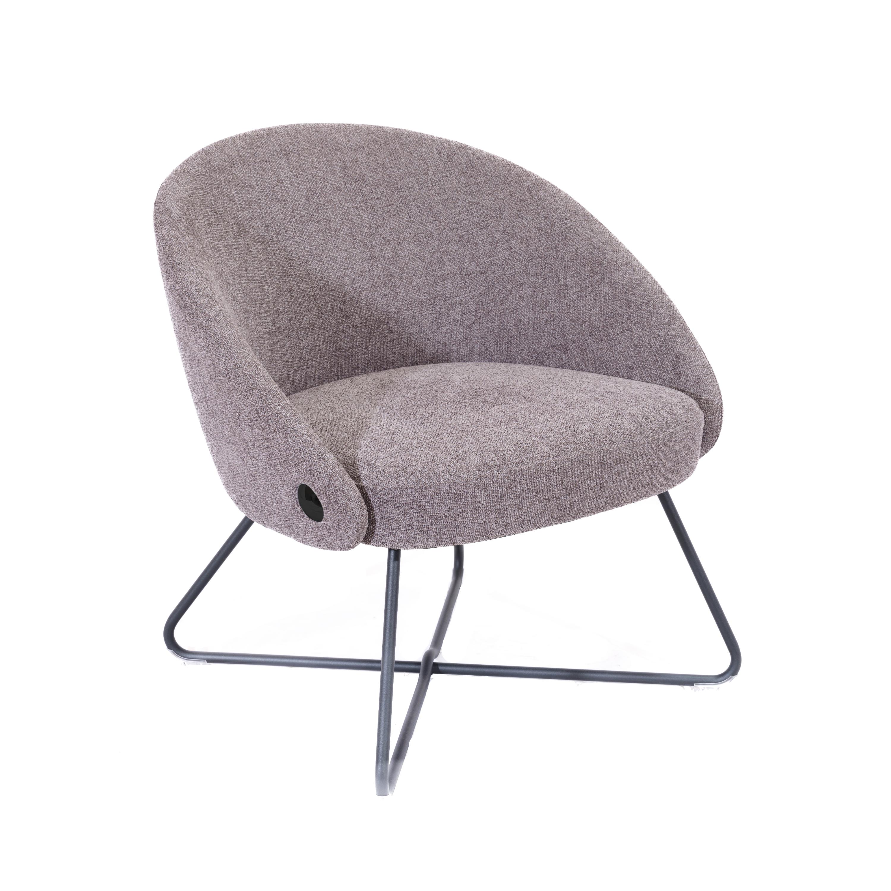Pocket Reception Chair | Black Wire Base | Grey Fabric thumbnail 2