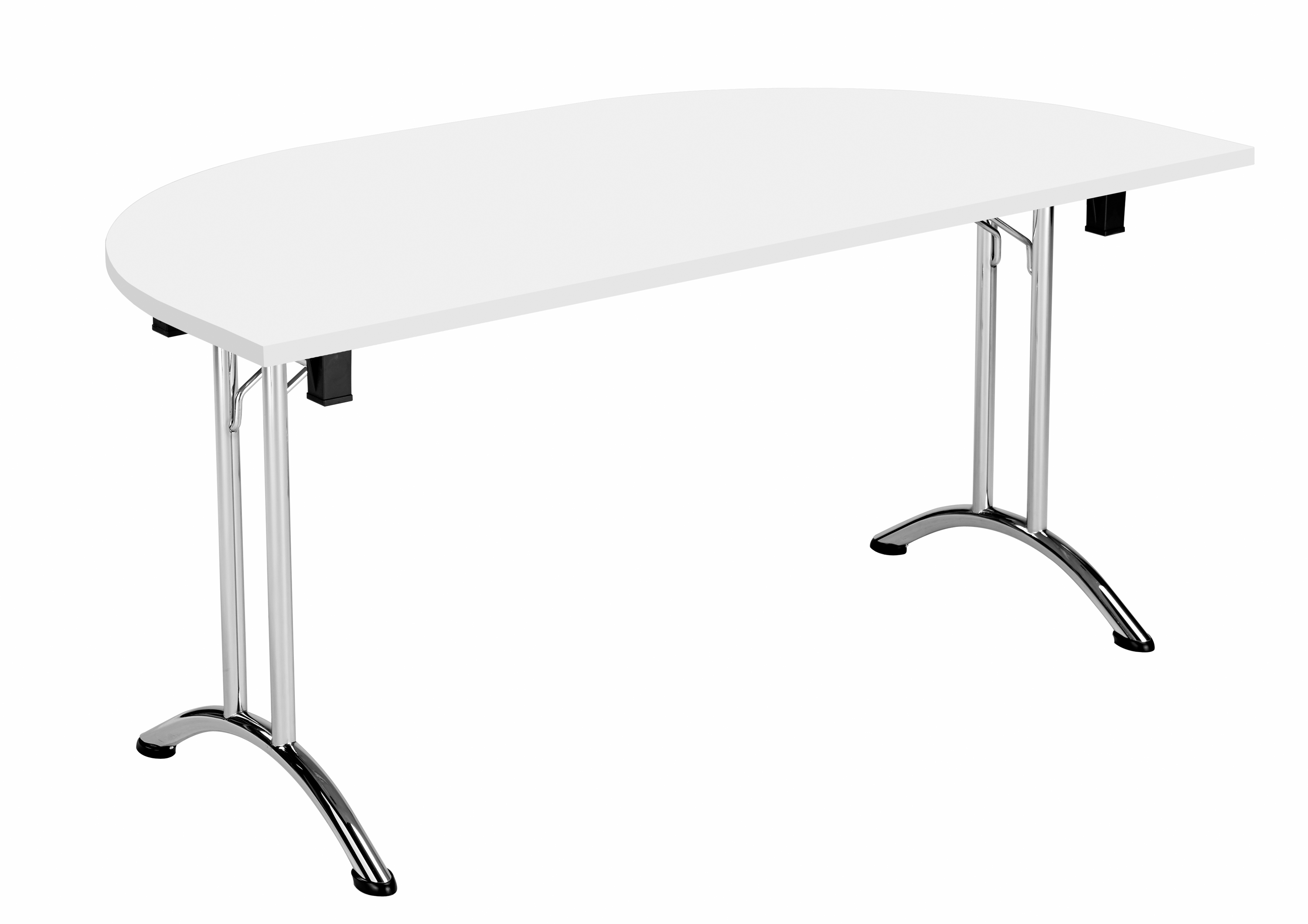 One Union D-End Folding Table (FSC) | 1600 X 800 | White/Chrome thumbnail 2