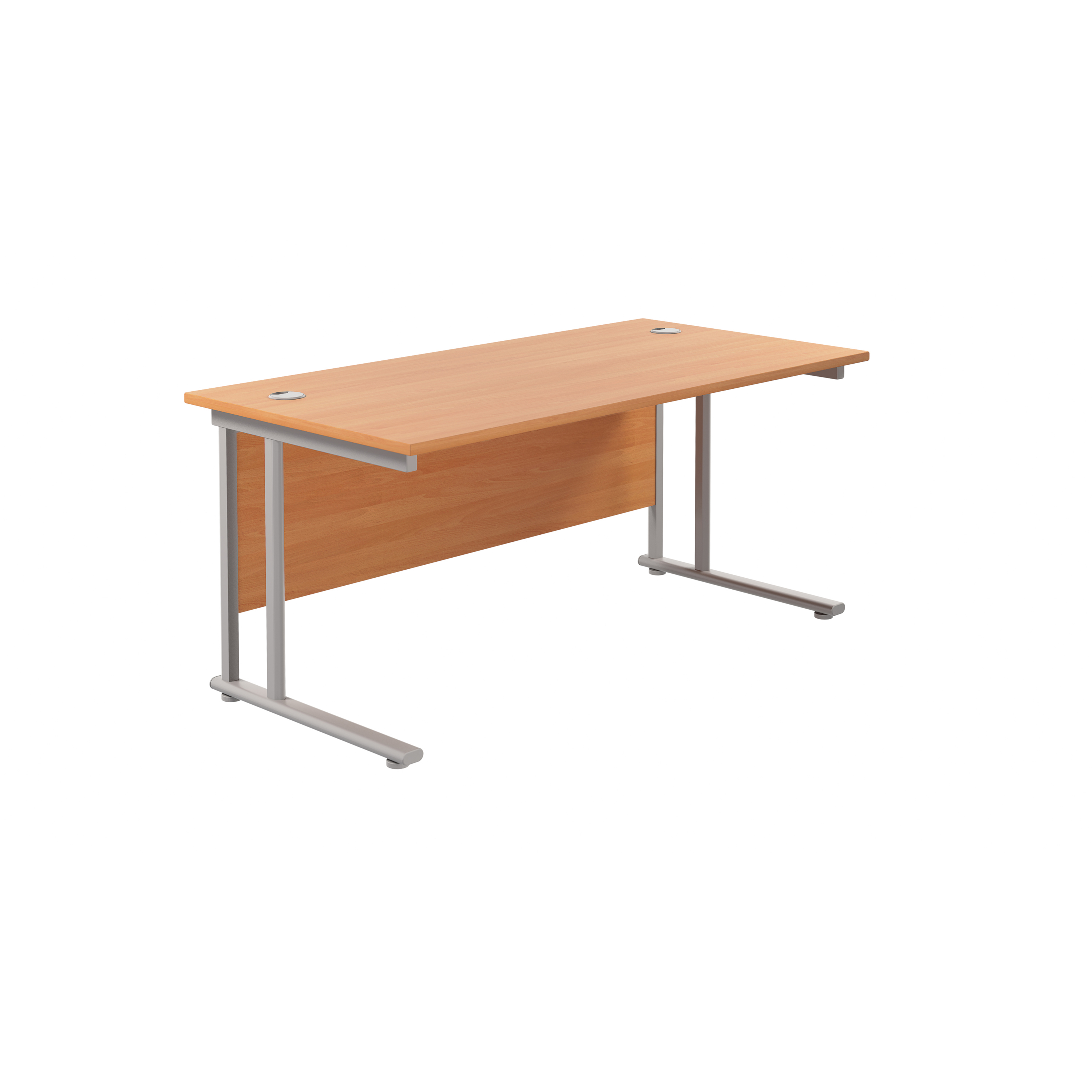 Twin+Upright+Rectangular+Desk%3A+800mm+Deep+%28FSC%29+1600X800+Beech%2FSilver