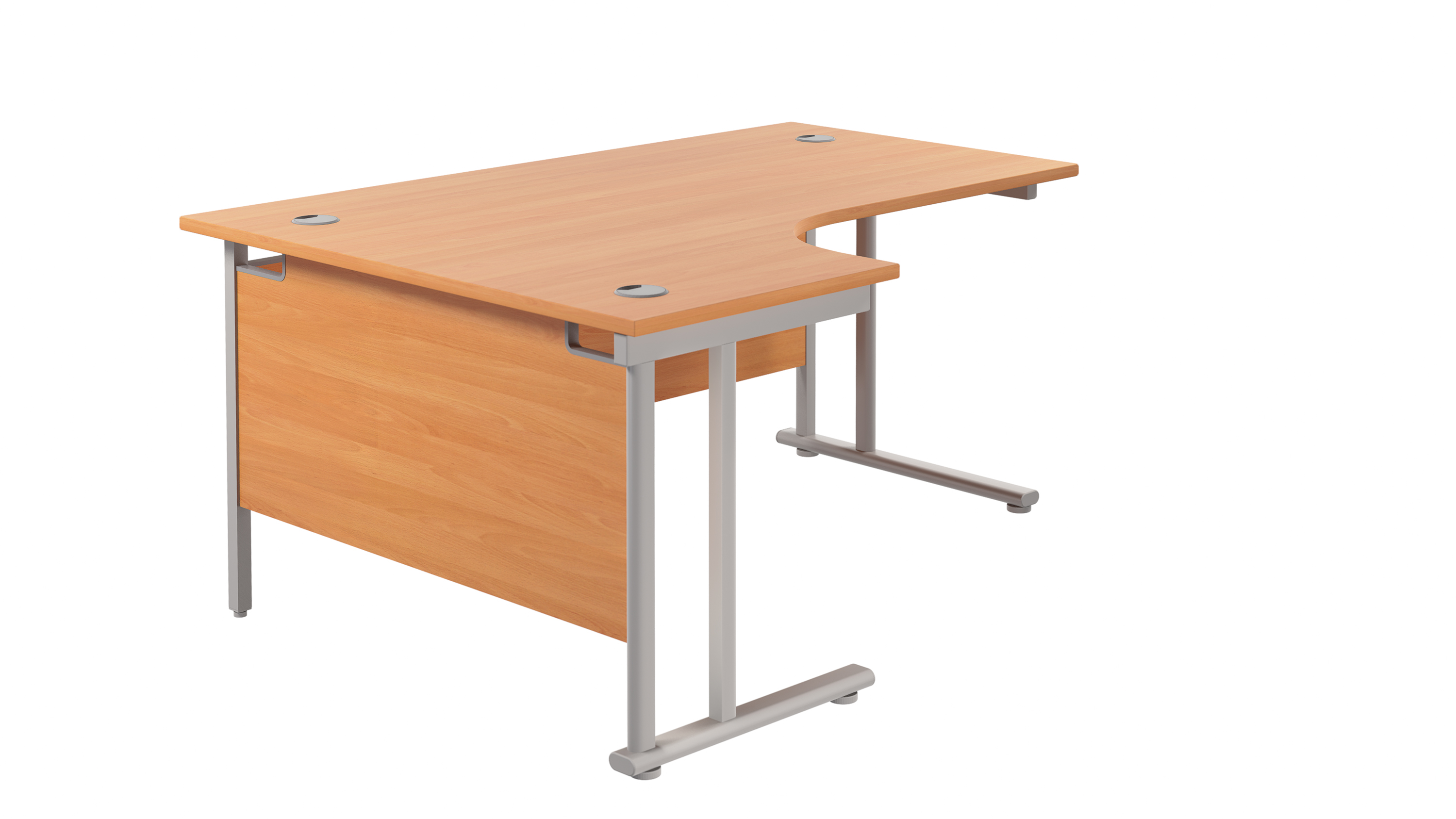 Twin+Upright+Left+Hand+Radial+Desk+%28FSC%29+1600X1200+Beech%2FSilver