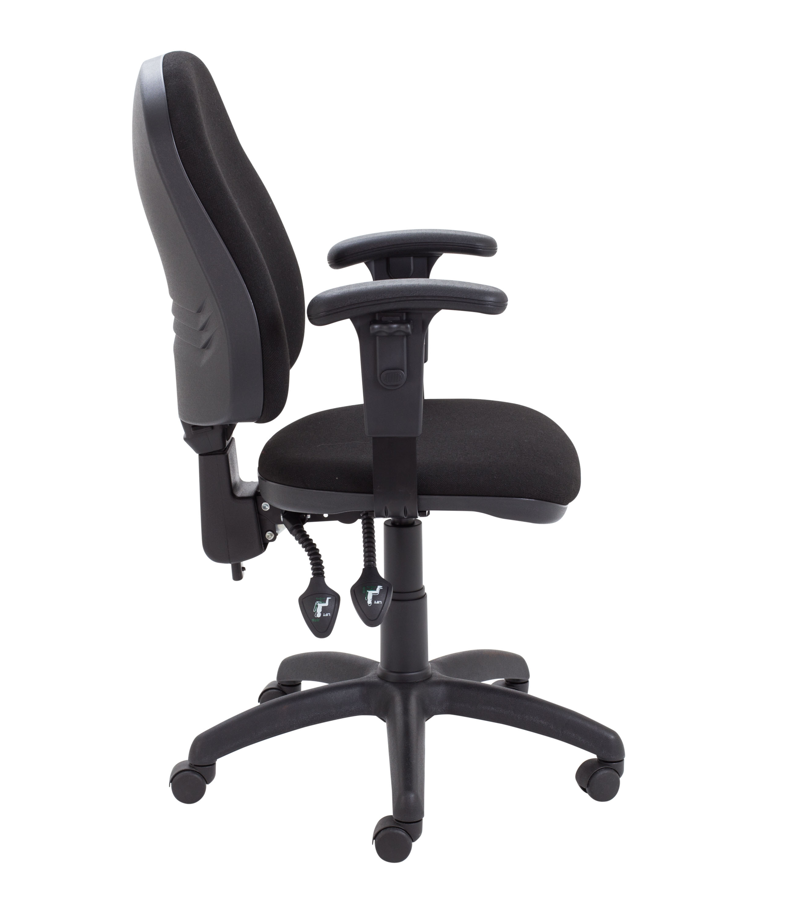 Calypso 2 High Back Operator Chair | Adjustable Arms | Black thumbnail 3