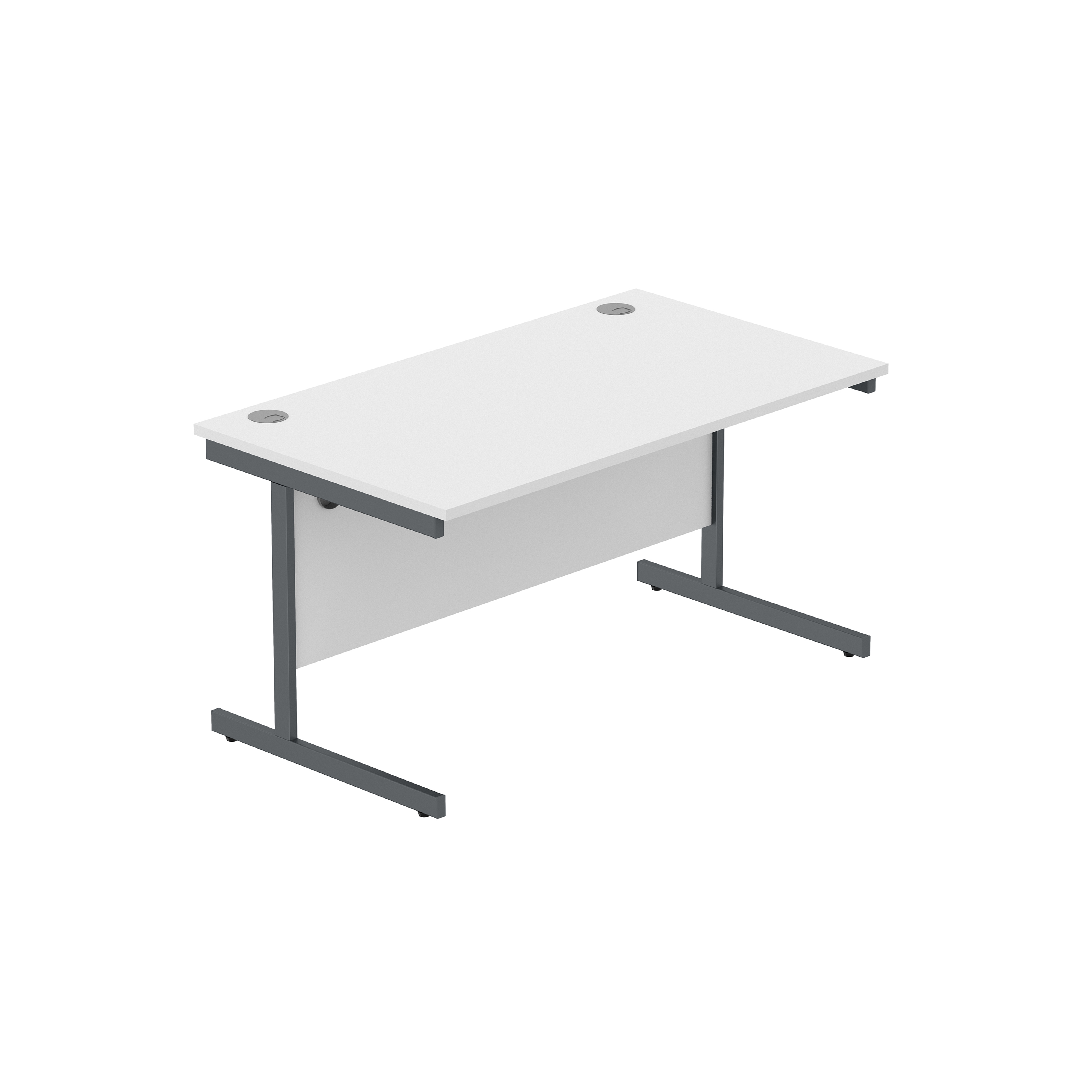 Office Rectangular Desk with Steel Single Upright Cantilever Frame (FSC) | 1400X800 | Arctic White/Graphite thumbnail 2