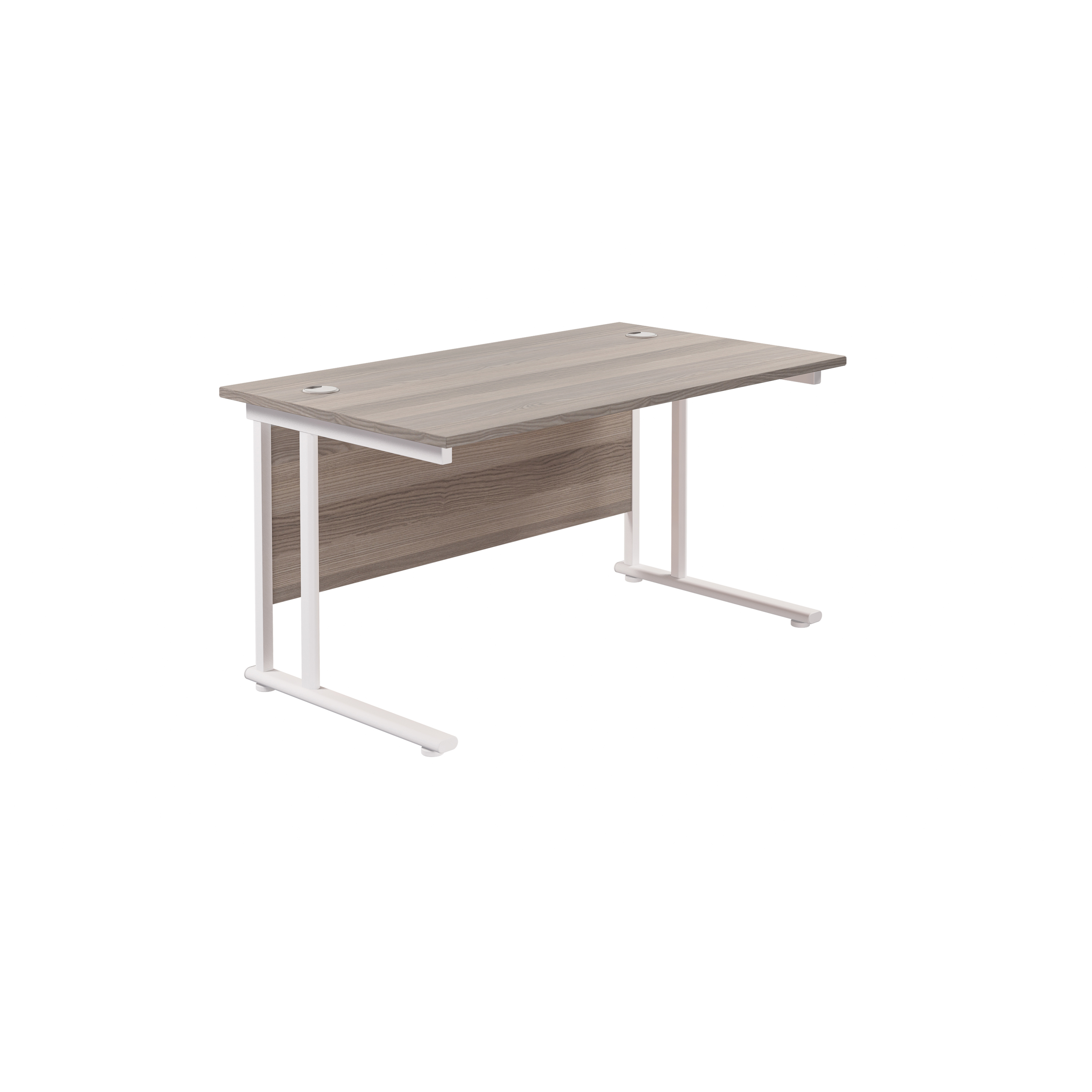 Twin+Upright+Rectangular+Desk%3A+800mm+Deep+%28FSC%29+1200X800+Grey+Oak%2FWhite