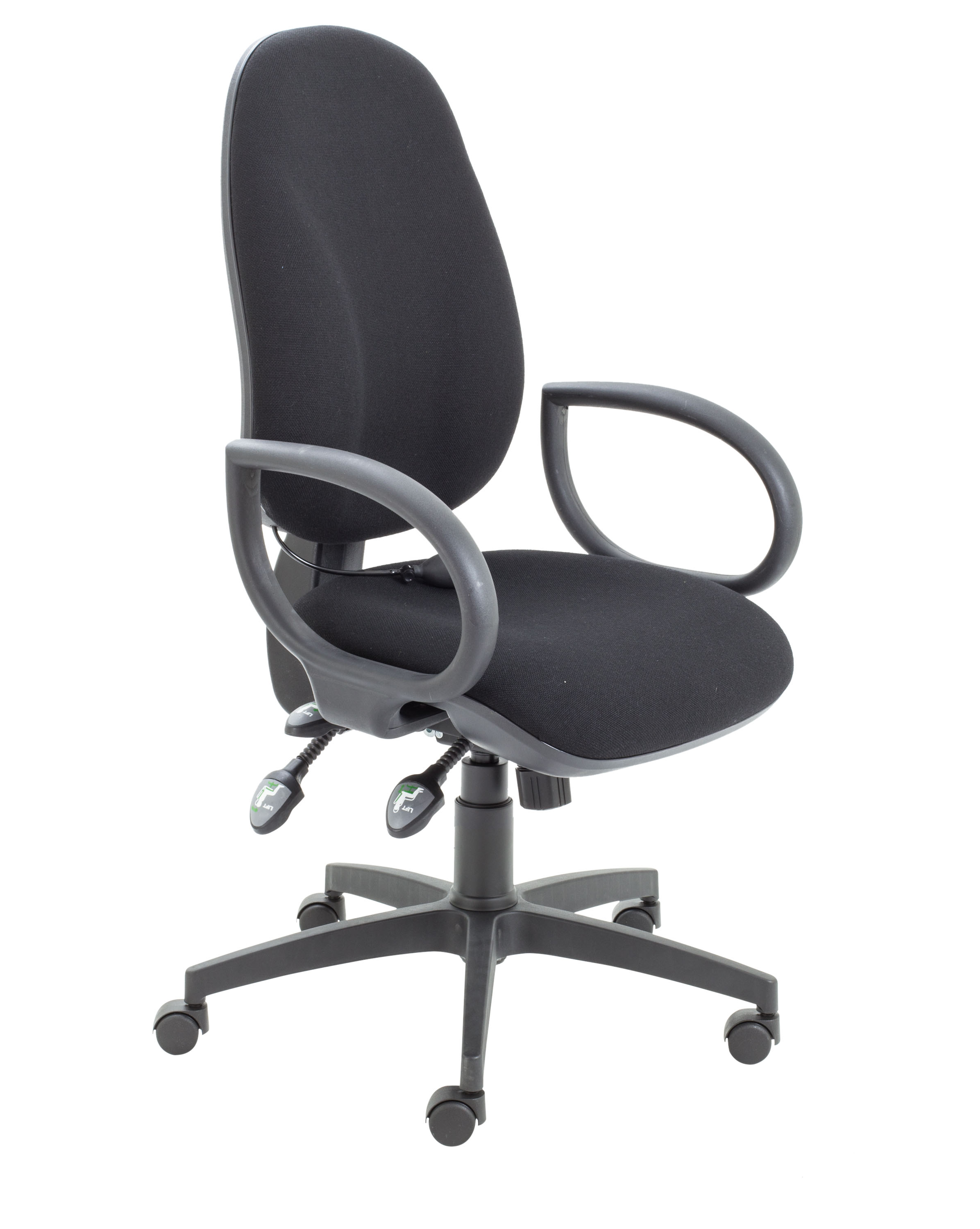 Maxi Ergo Chair with Lumbar Pump | Fixed Arms | Black