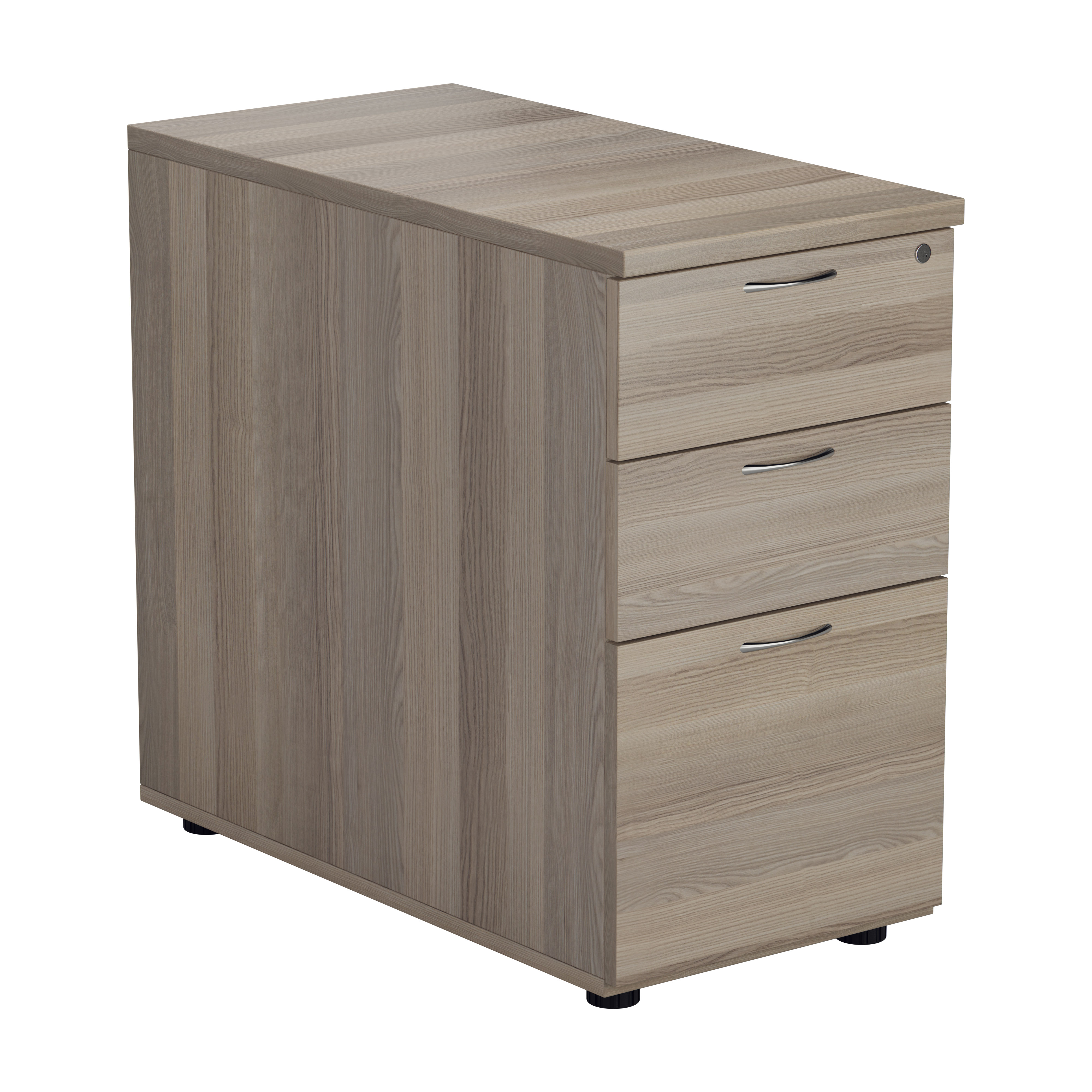 Essentials+Desk+High+3+Drawer+Pedestal+%28FSC%29+800+Deep+Grey+Oak