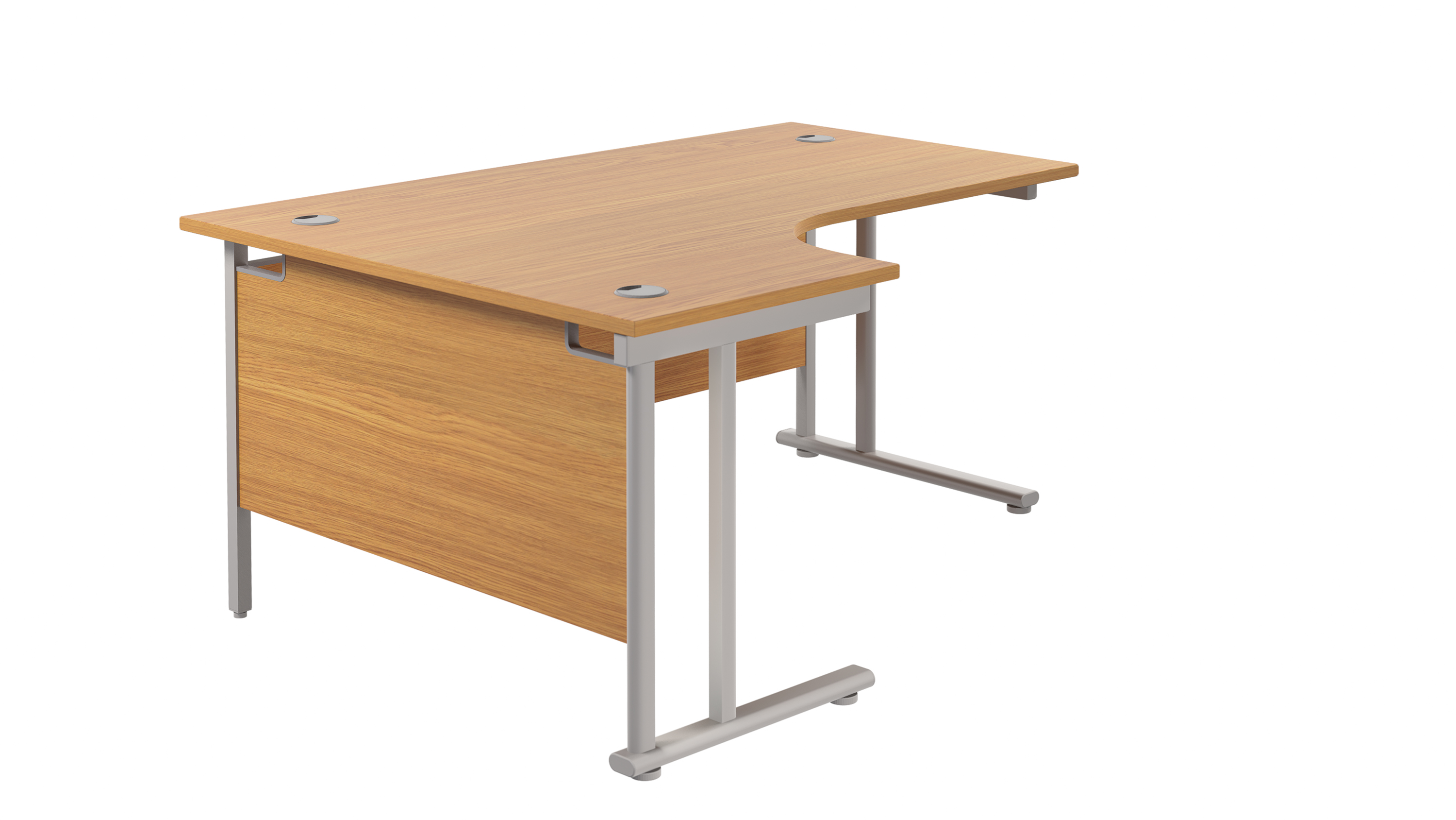 Twin+Upright+Left+Hand+Radial+Desk+%28FSC%29+1600X1200+Nova+Oak%2FSilver