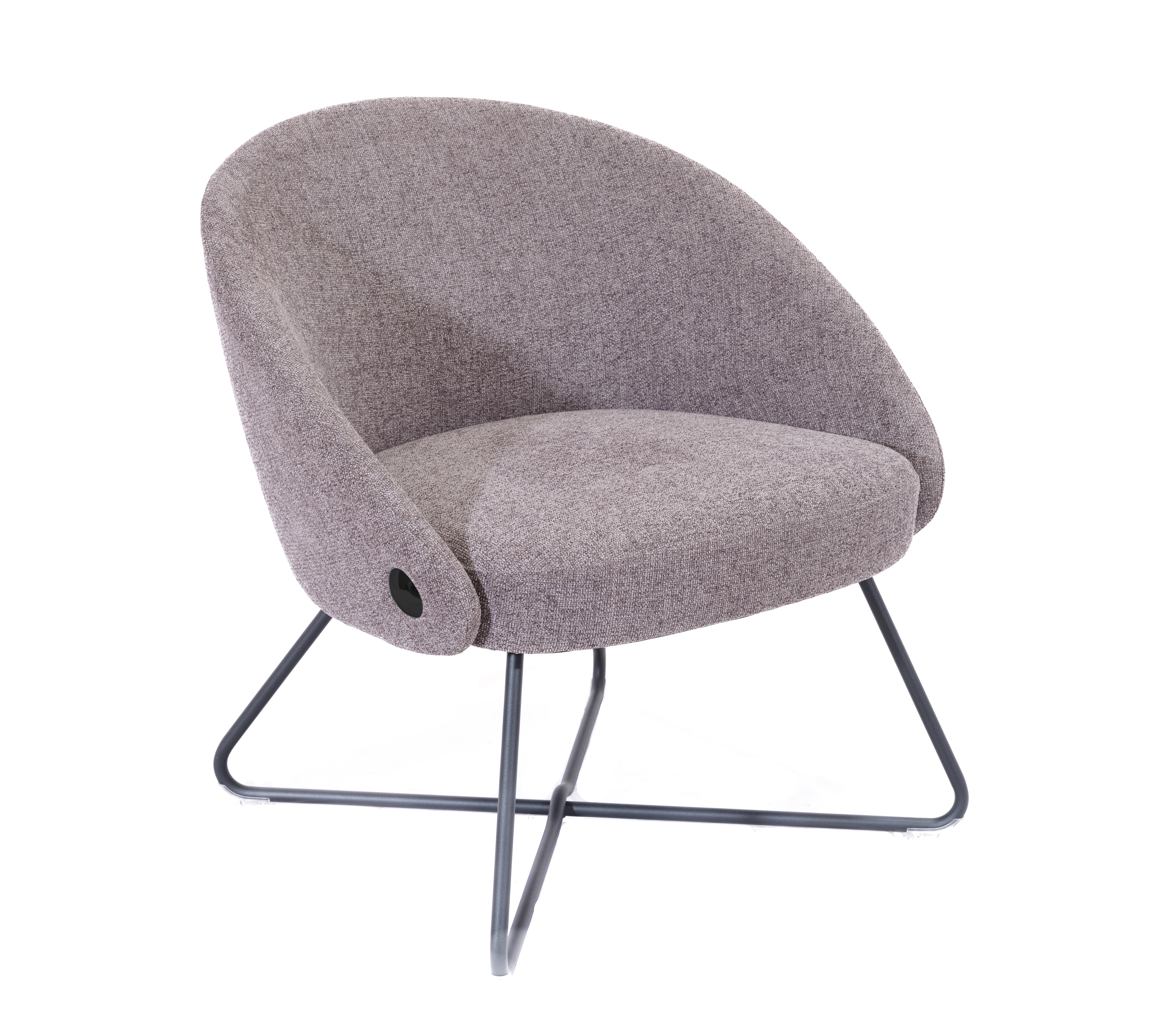 Pocket Reception Chair | Black Wire Base | Grey Fabric