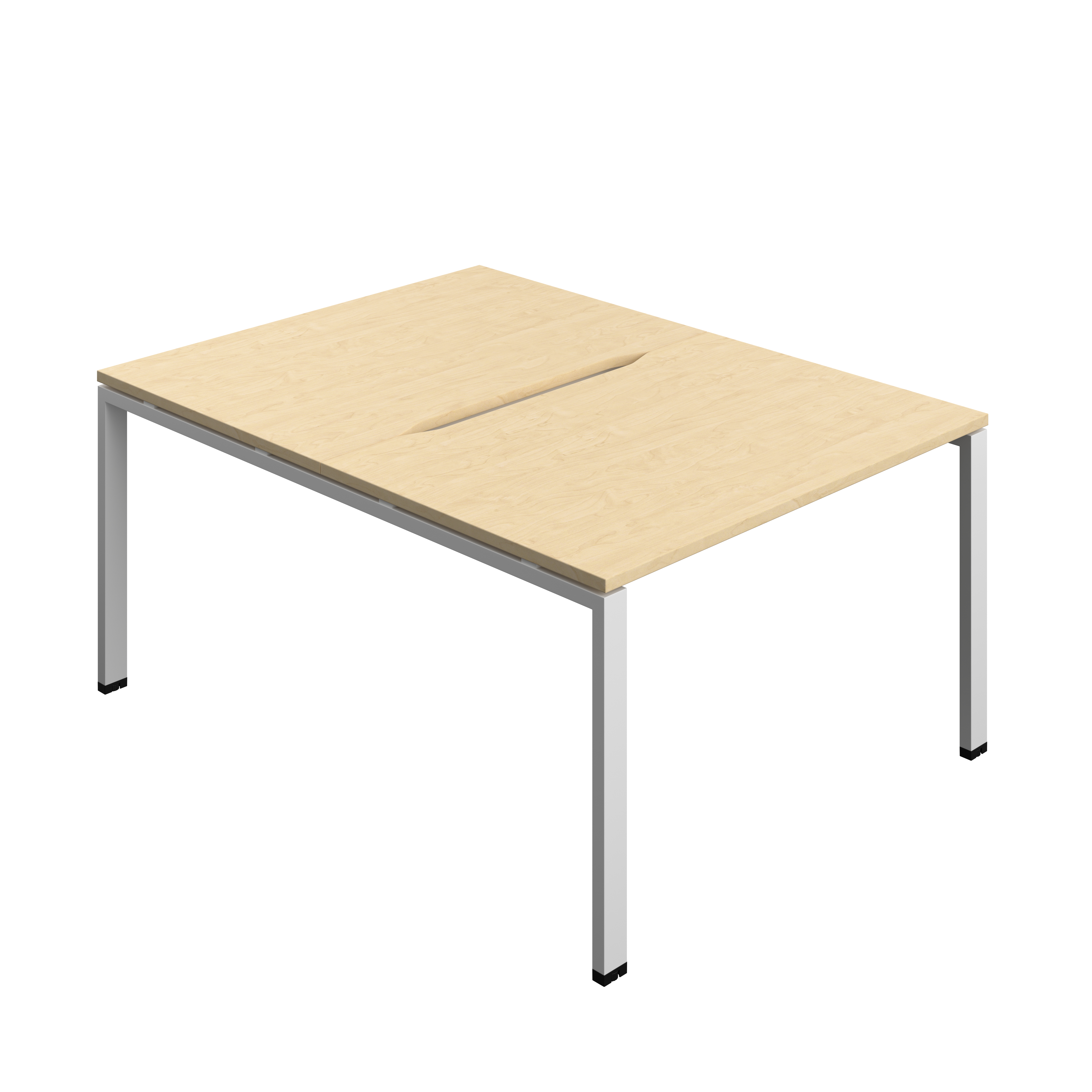 Synergy Bench with Cut Out: 2 Person (FSC) : Goal Post Leg : 1200 | 800 | Maple/Silver