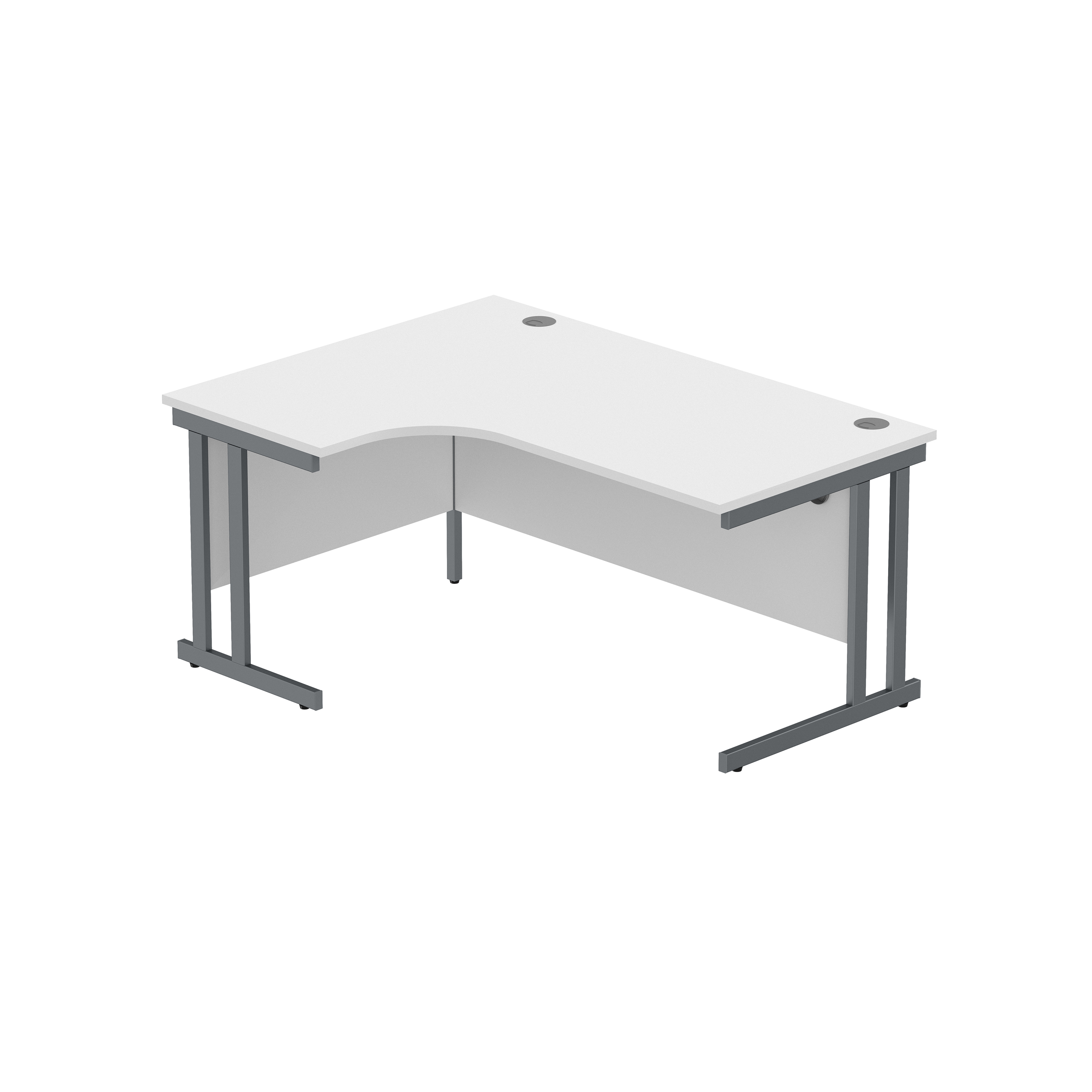 Office Left Hand Corner Desk with Steel Double Upright Cantilever Frame (FSC) | 1600X1200 | Arctic White/Graphite thumbnail 2
