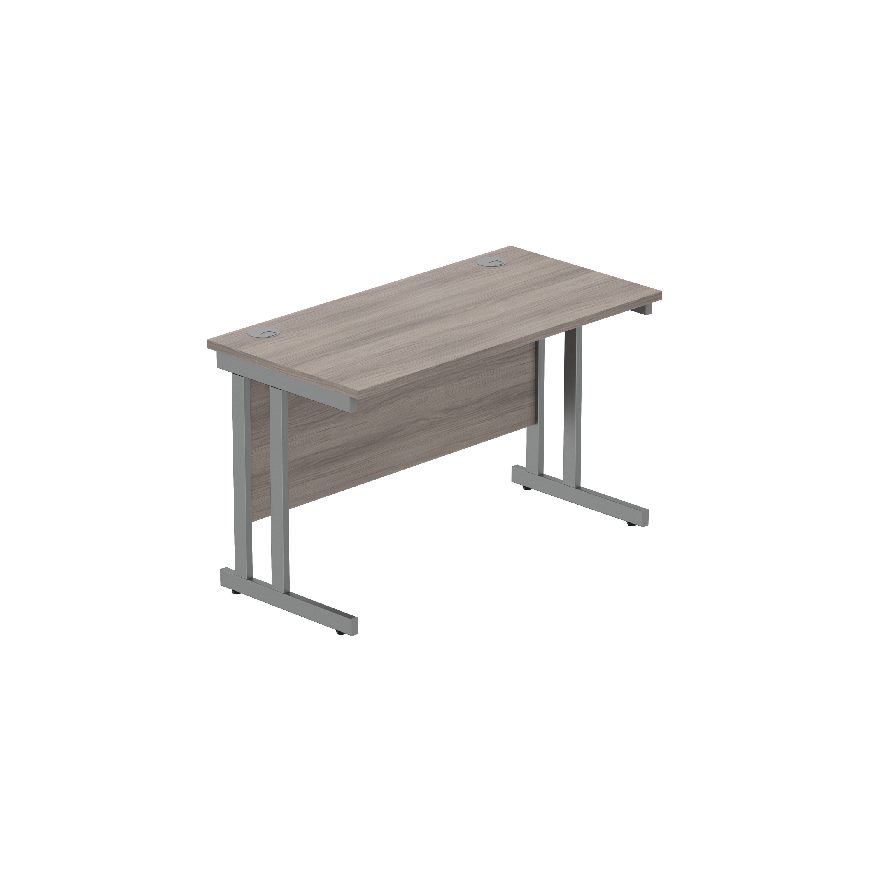Office Rectangular Desk with Steel Double Upright Cantilever Frame (FSC) | 1200X600 | Alaskan Grey Oak/Graphite