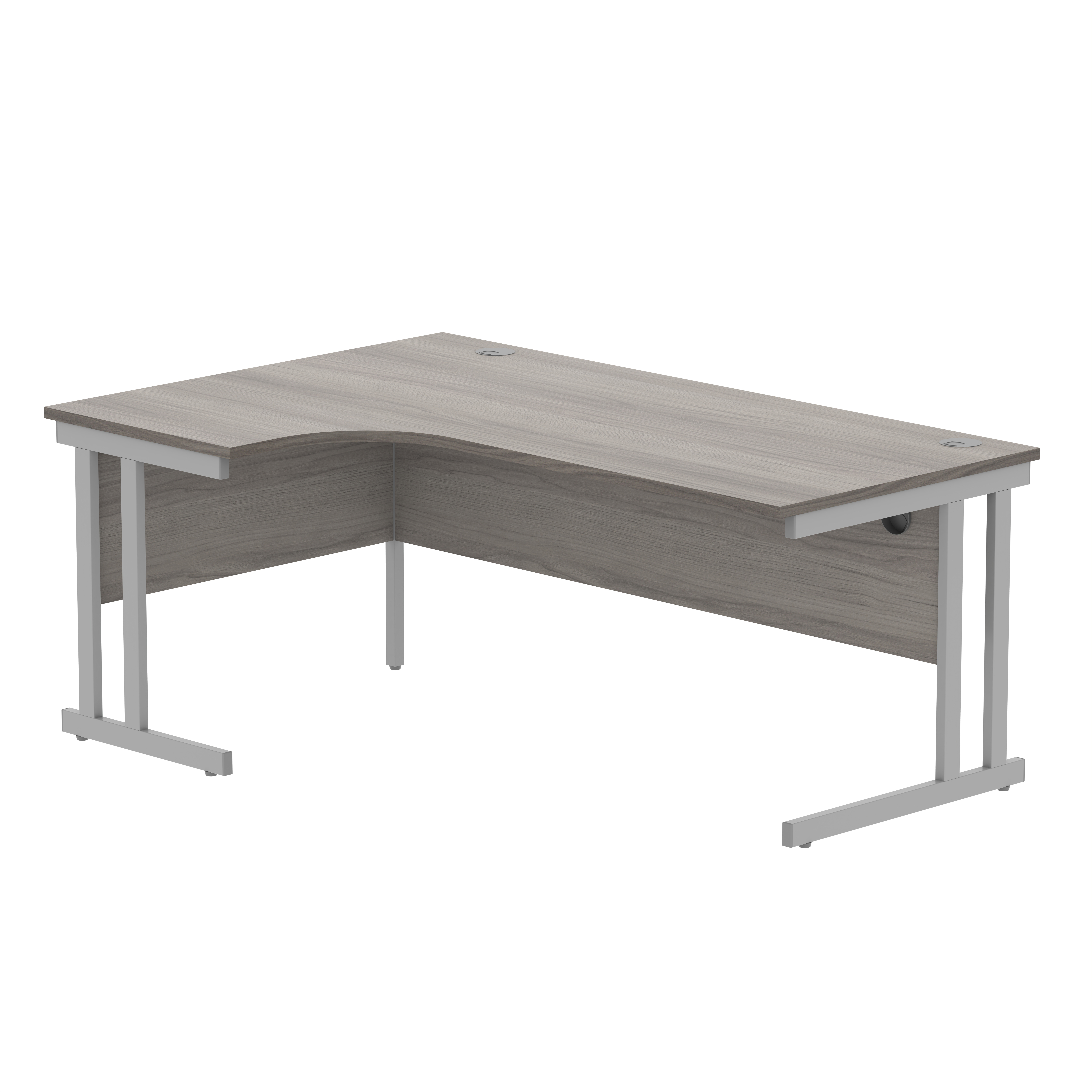 Office+Left+Hand+Corner+Desk+with+Steel+Double+Upright+Cantilever+Frame+%28FSC%29+1800X1200+Alaskan+Grey+Oak%2FSilver