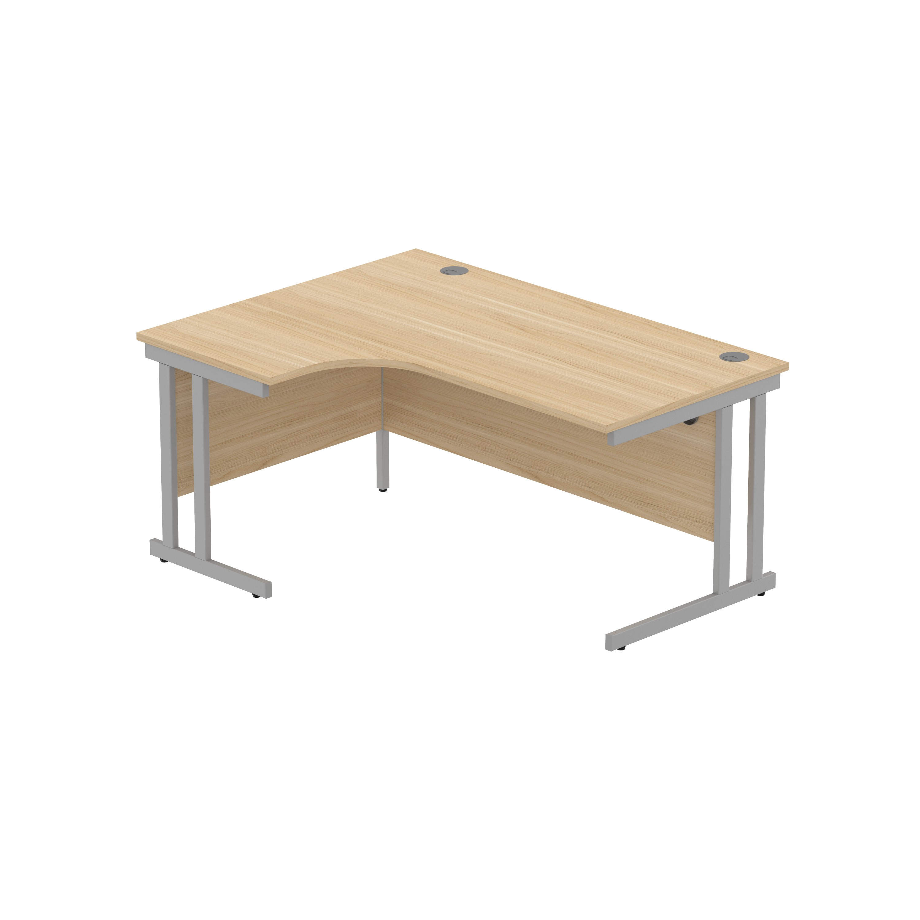 Office+Left+Hand+Corner+Desk+with+Steel+Double+Upright+Cantilever+Frame+%28FSC%29+1600X1200+Canadian+Oak%2FSilver