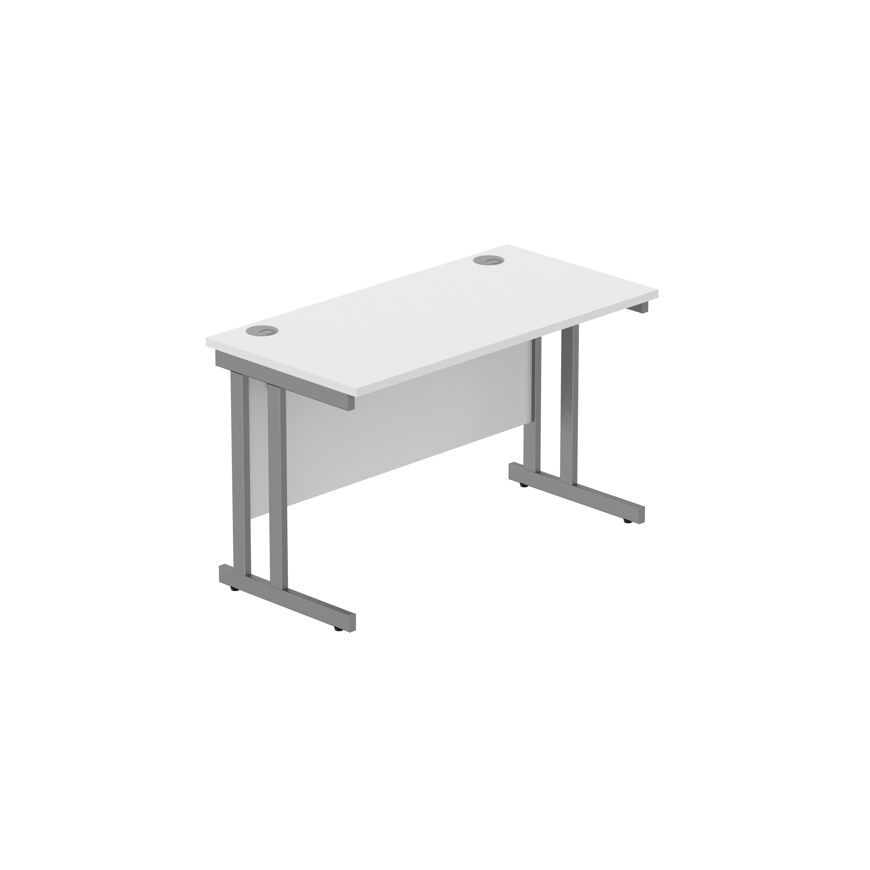 Office Rectangular Desk with Steel Double Upright Cantilever Frame (FSC) | 1200X600 | Arctic White/Graphite