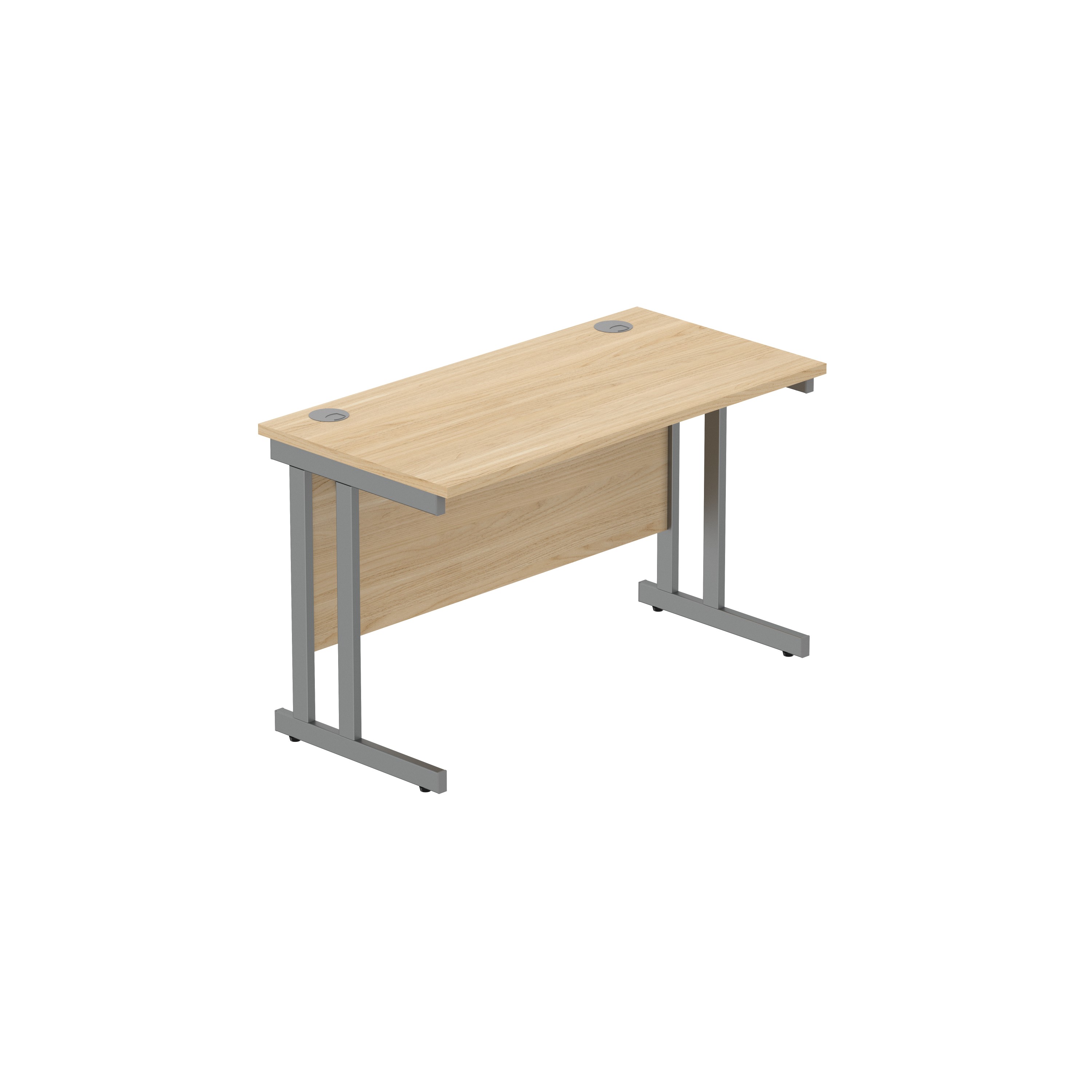 Office Rectangular Desk with Steel Double Upright Cantilever Frame (FSC) | 1200X600 | Canadian Oak/Graphite