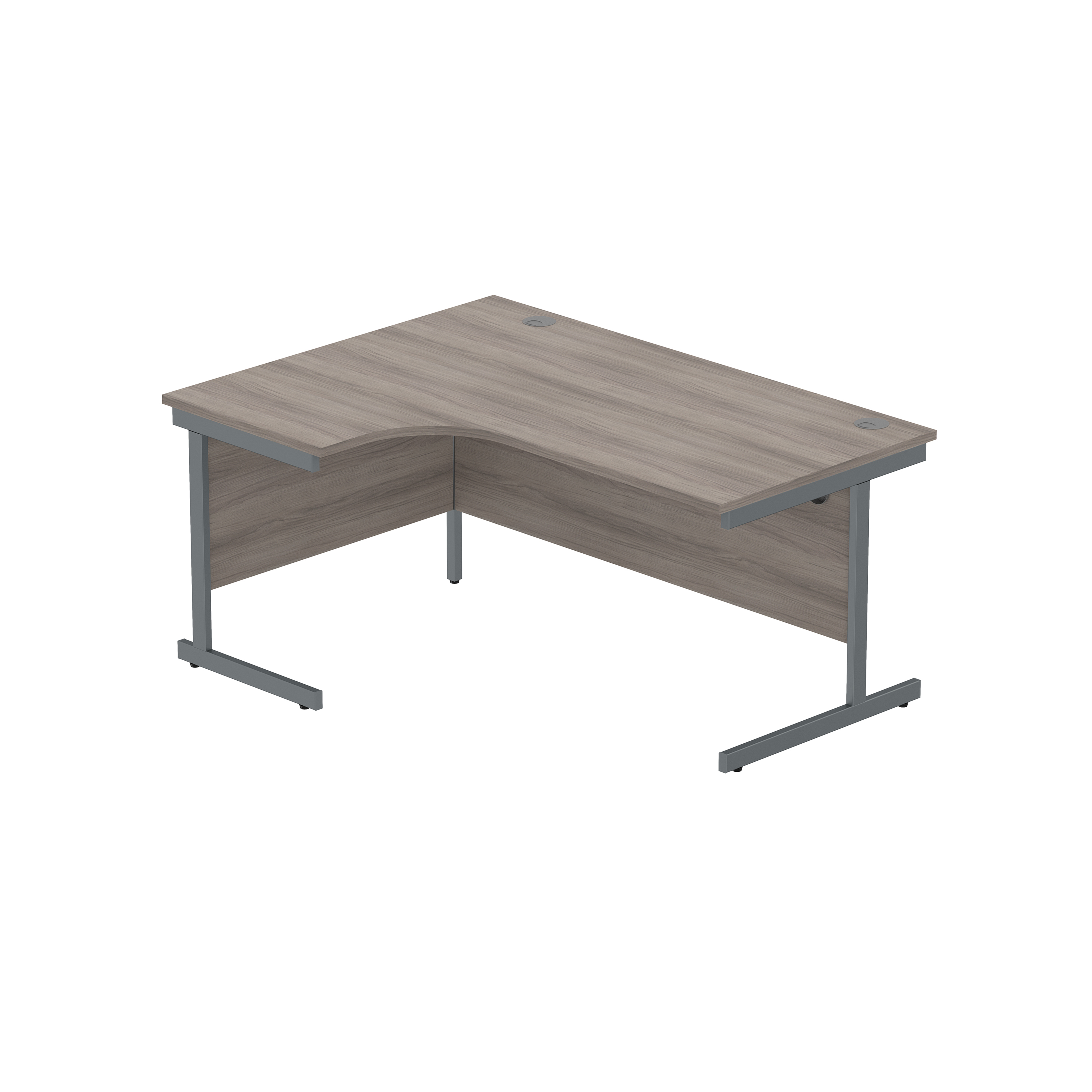 Office Left Hand Corner Desk with Steel Single Upright Cantilever Frame (FSC) | 1600X1200 | Alaskan Grey Oak/Graphite thumbnail 2