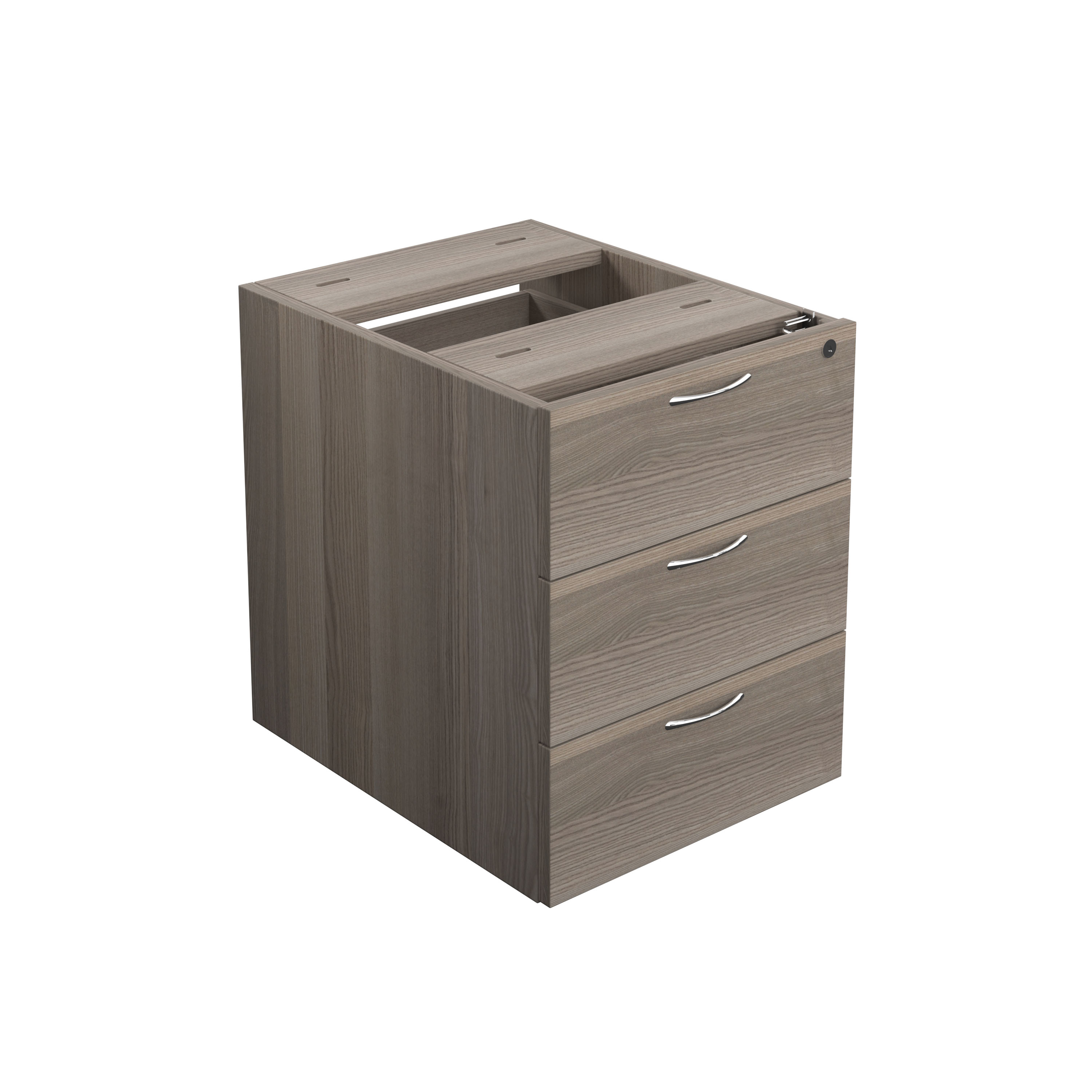 Essentials+Fixed+Pedestal+3+Drawers+%28FSC%29+655+Deep+Grey+Oak