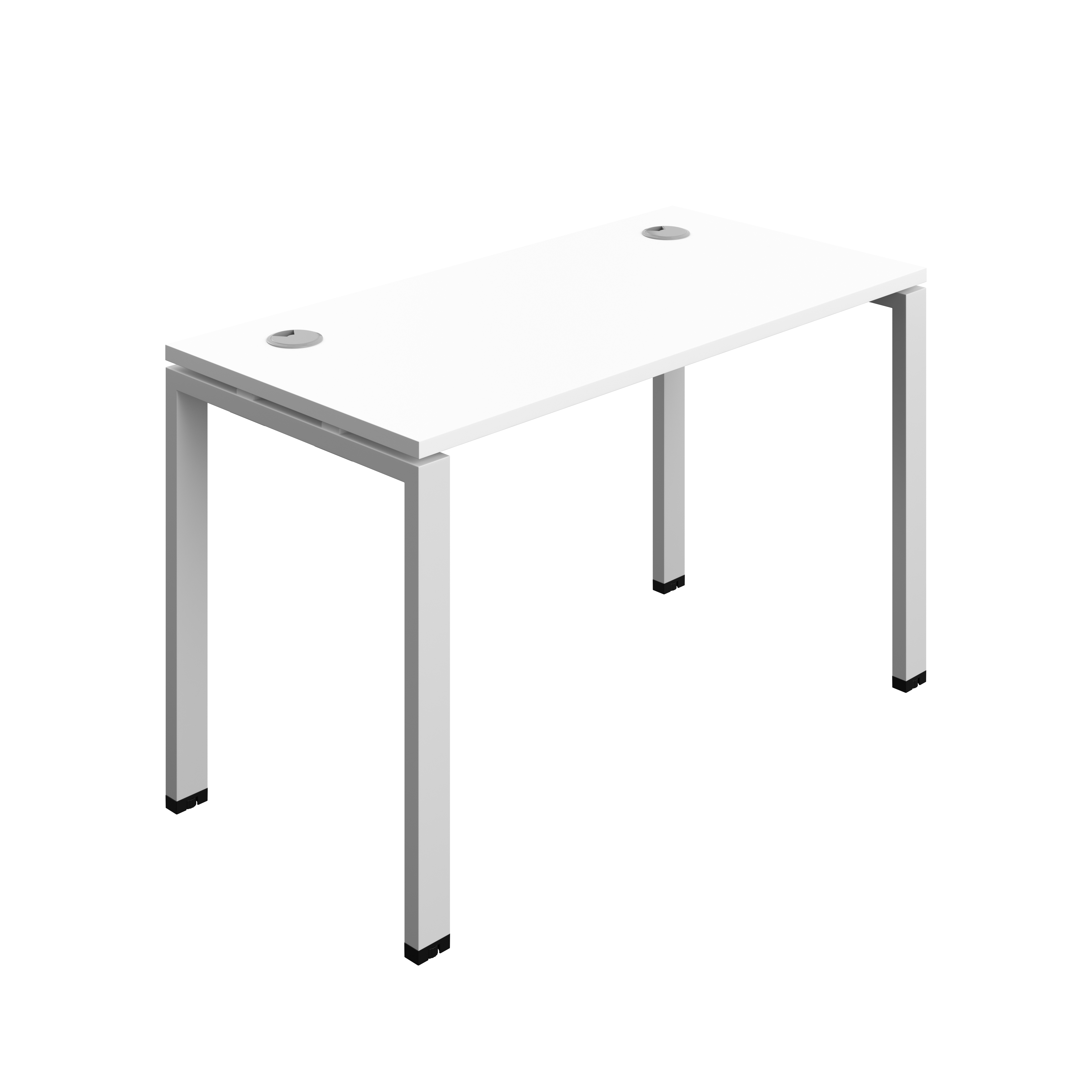 Synergy Bench with Cable Ports: 1 Person (FSC) : Goal Post Leg : 1200 | 600 | White/Silver