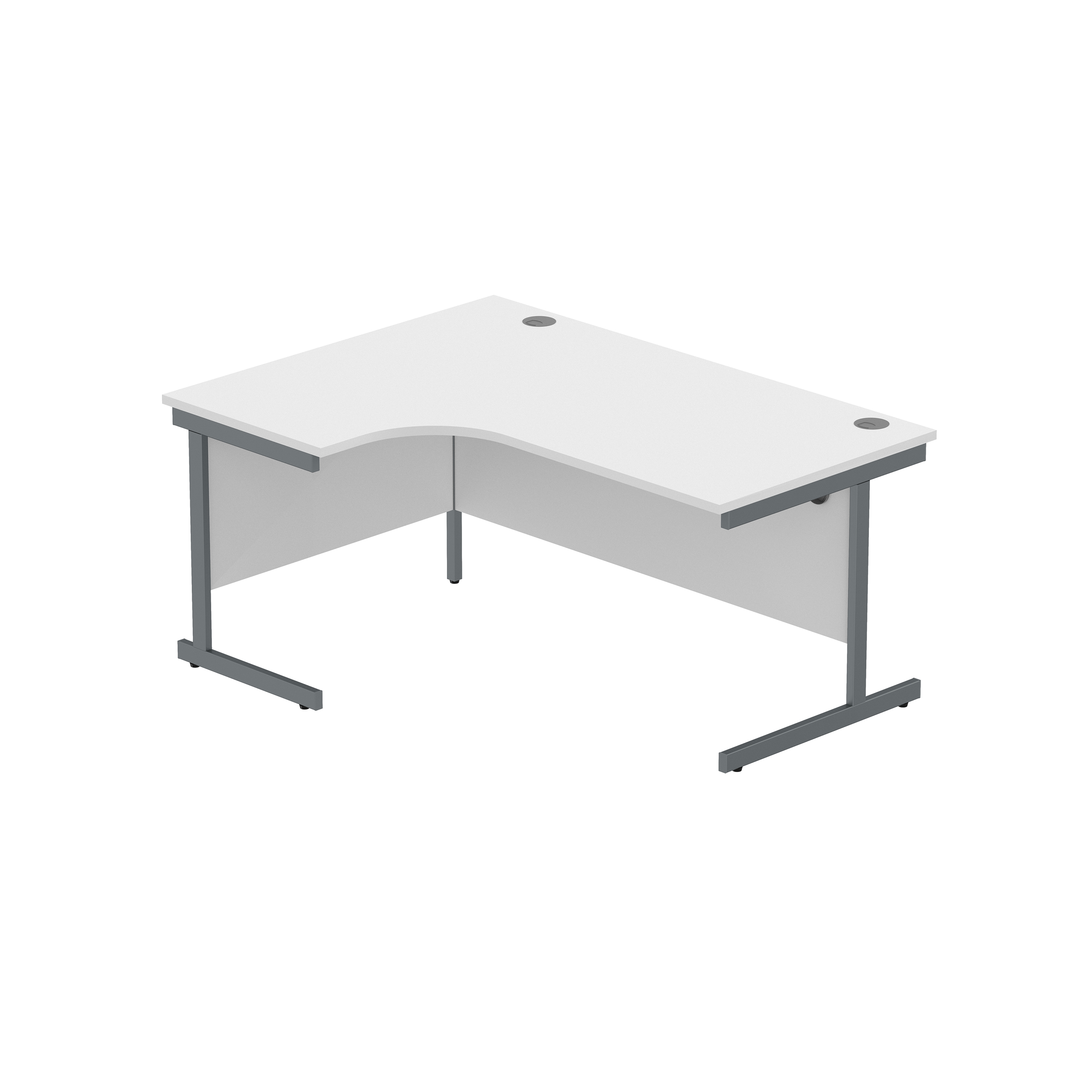 Office Left Hand Corner Desk with Steel Single Upright Cantilever Frame (FSC) | 1600X1200 | Arctic White/Graphite thumbnail 2