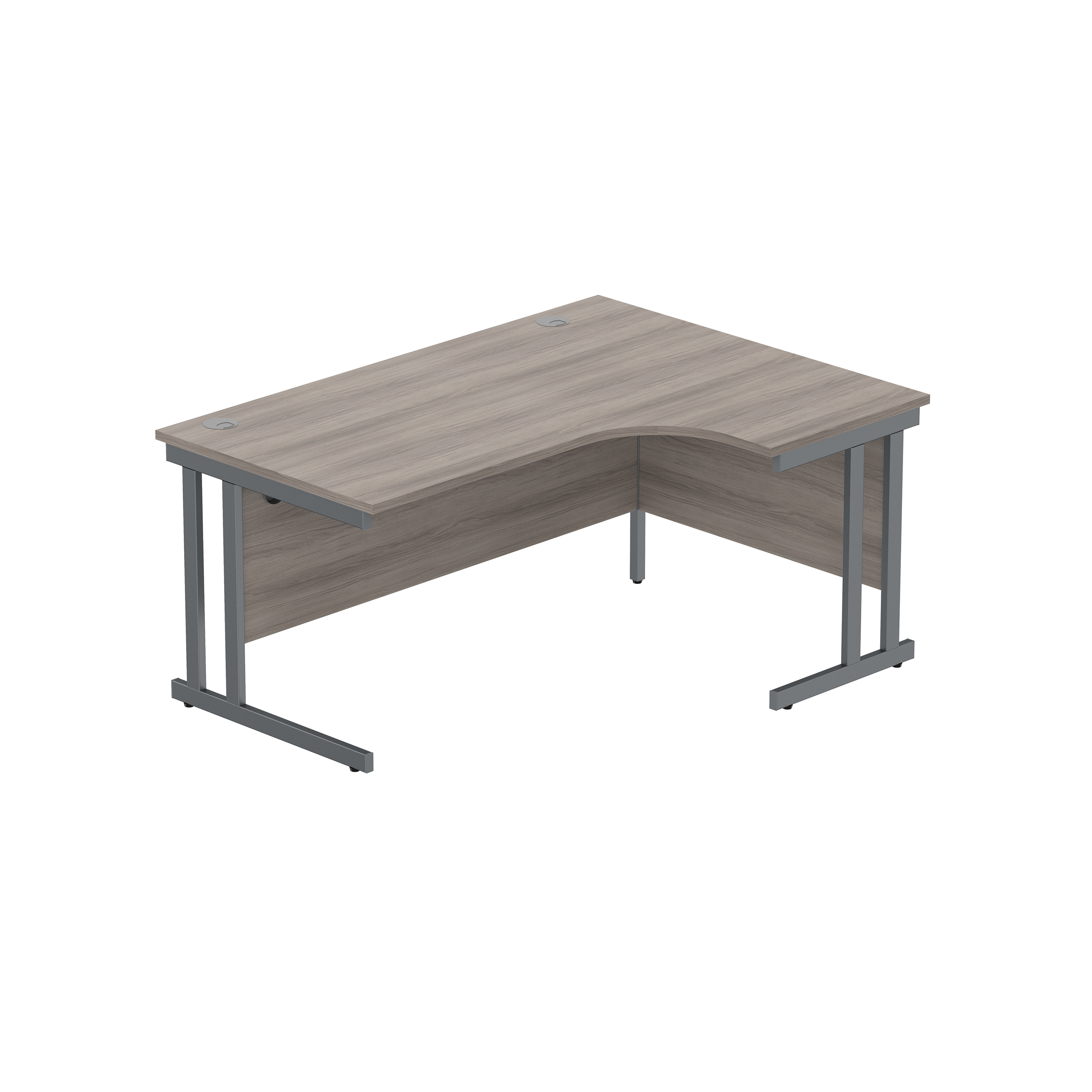 Office Right Hand Corner Desk with Steel Double Upright Cantilever Frame (FSC) | 1600X1200 | Alaskan Grey Oak/Graphite thumbnail 2