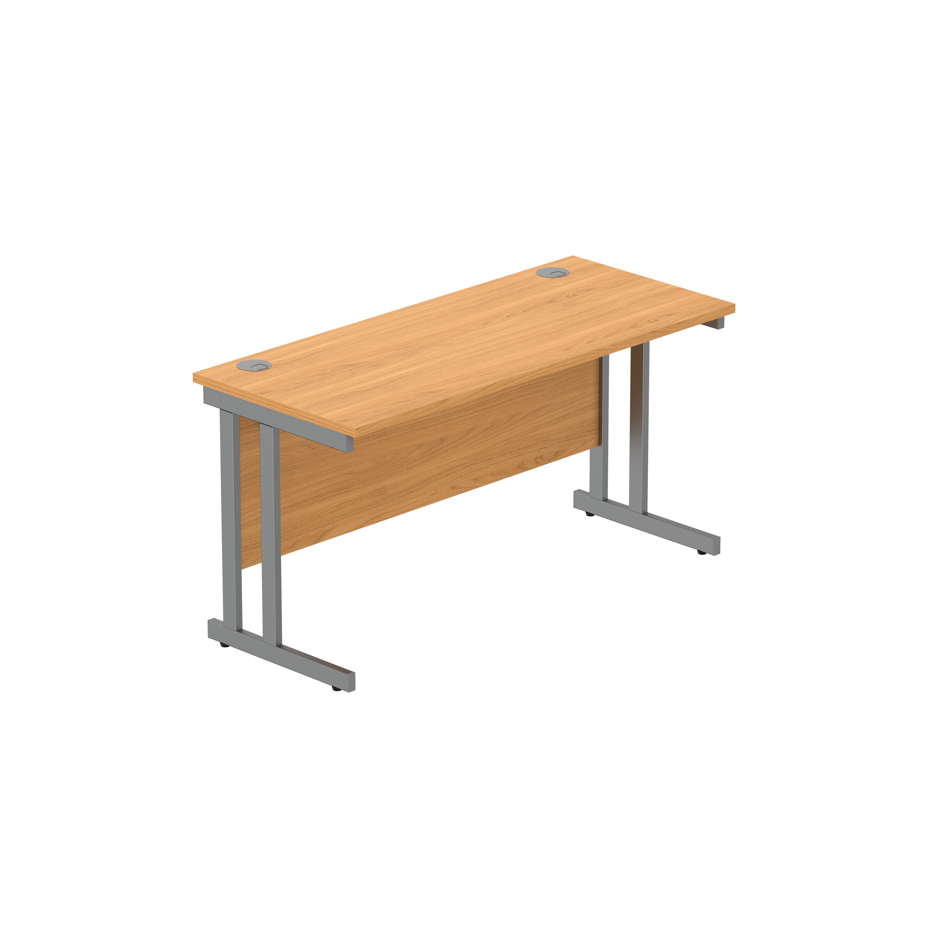 Office Rectangular Desk with Steel Double Upright Cantilever Frame (FSC) | 1400X600 | Norwegian Beech/Graphite