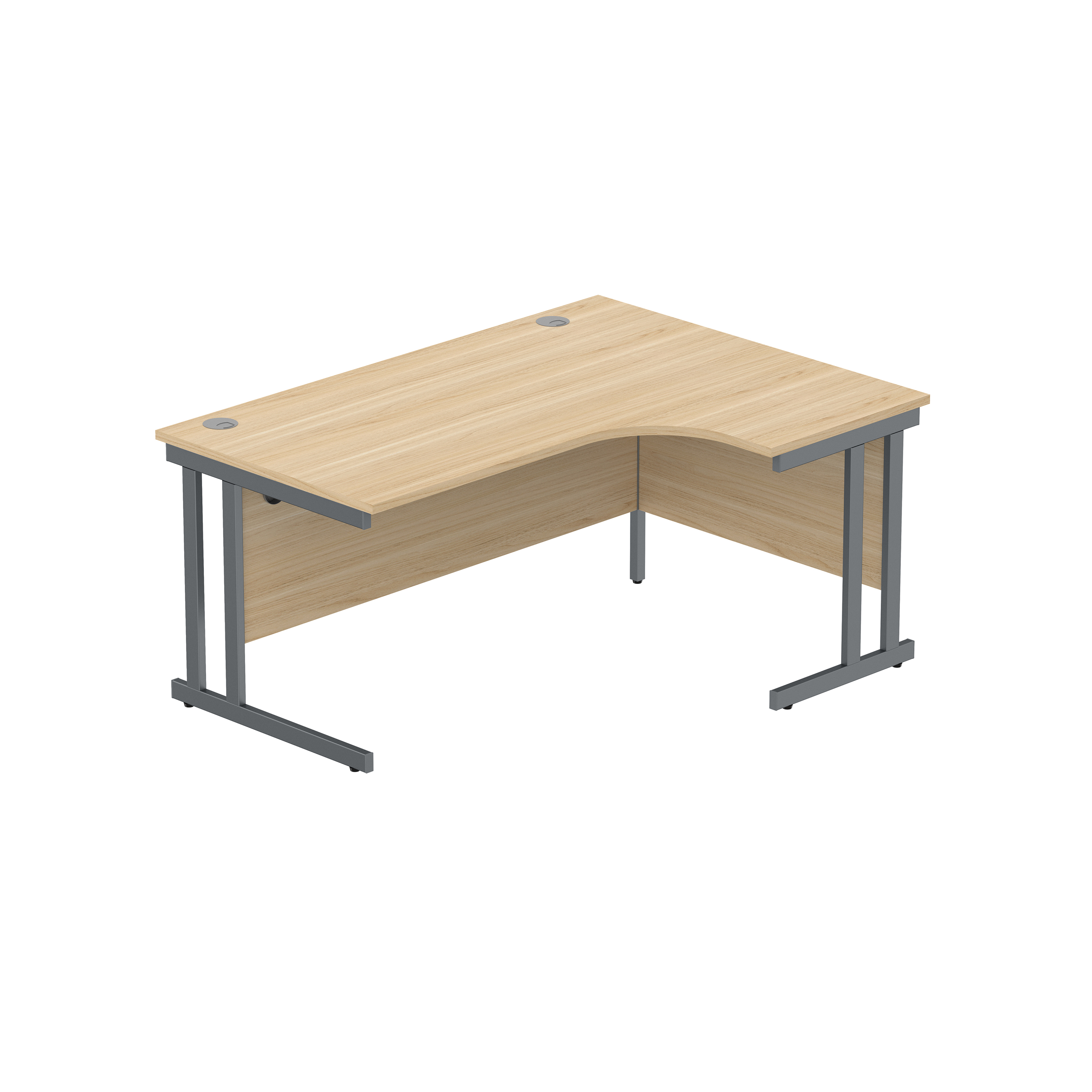 Office Right Hand Corner Desk with Steel Double Upright Cantilever Frame (FSC) | 1600X1200 | Canadian Oak/Graphite thumbnail 2