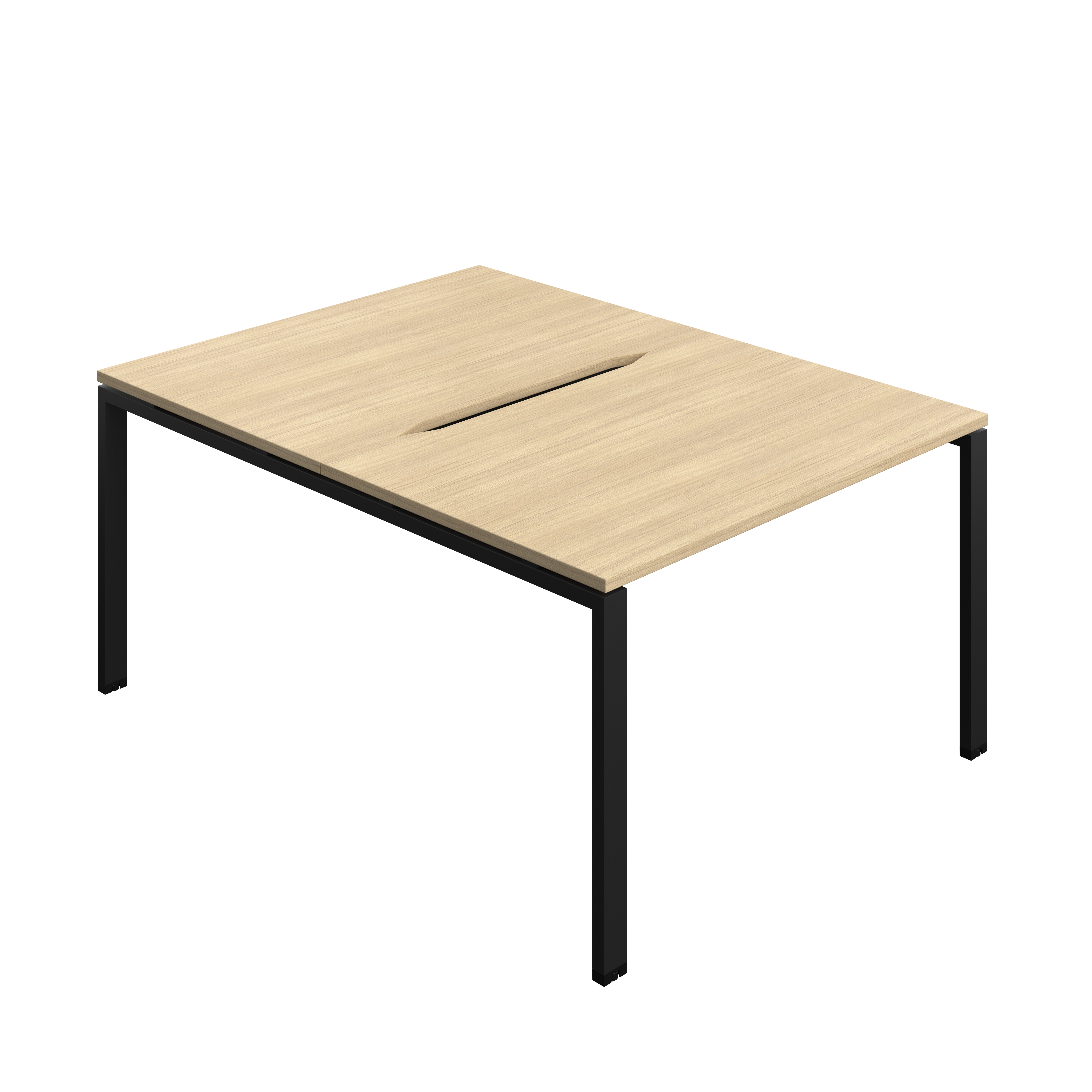 Synergy Bench with Cut Out: 2 Person (FSC) : Goal Post Leg : 1200 | 800 | Nova Oak/Black