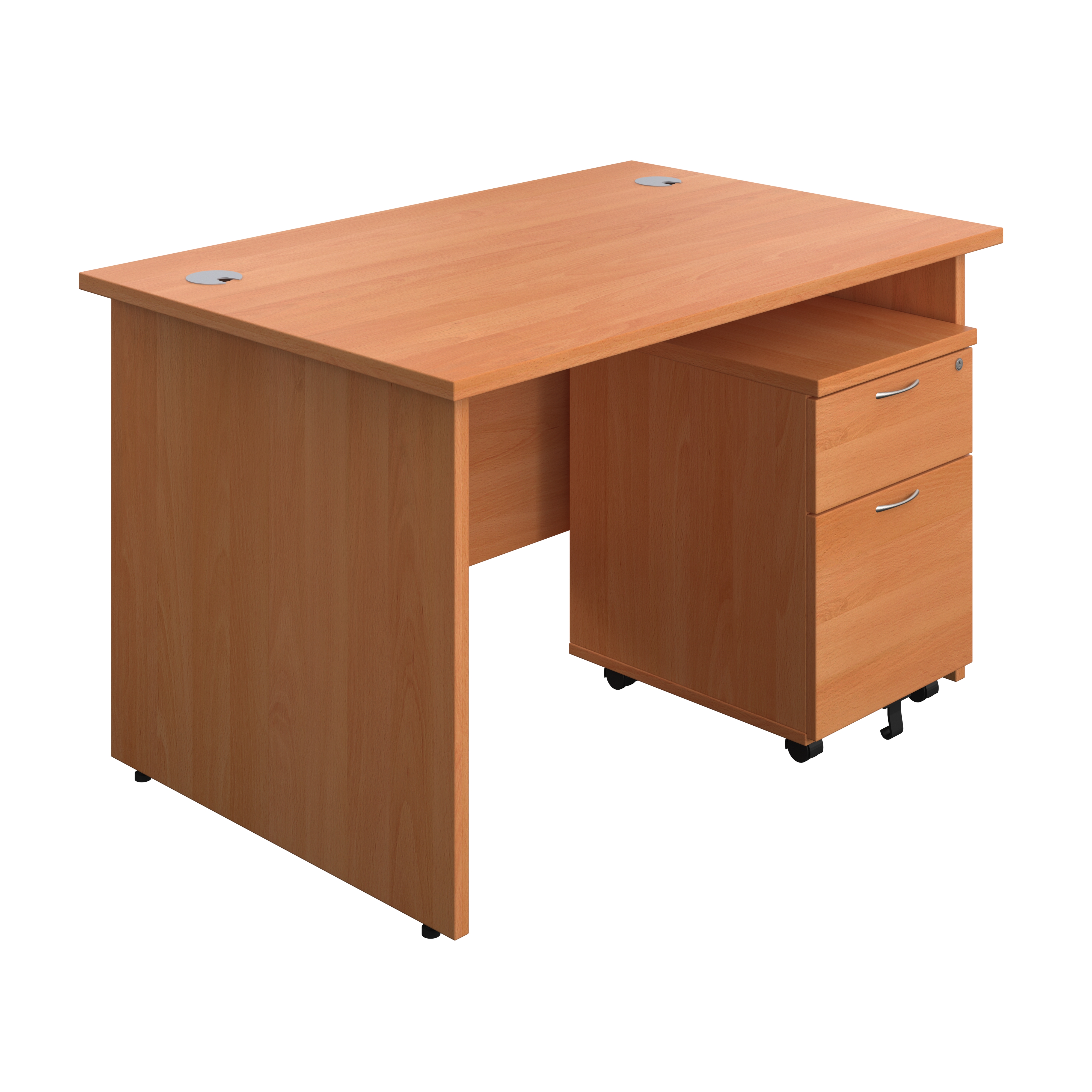 Panel Rectangular Desk + 2 Drawer Mobile Pedestal Bundle (FSC) | 1200X800 | Beech/Beech