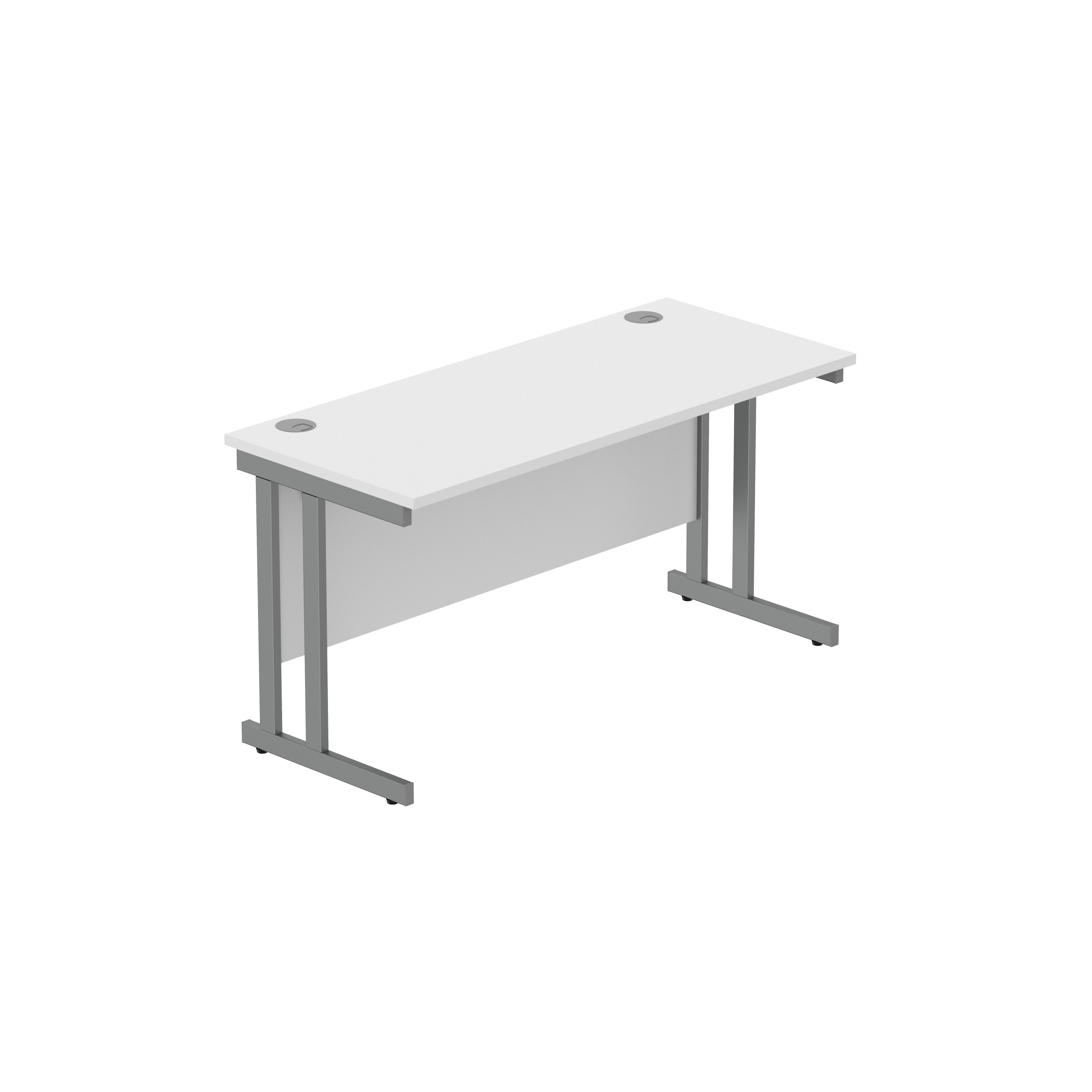 Office Rectangular Desk with Steel Double Upright Cantilever Frame (FSC) | 1400X600 | Arctic White/Graphite