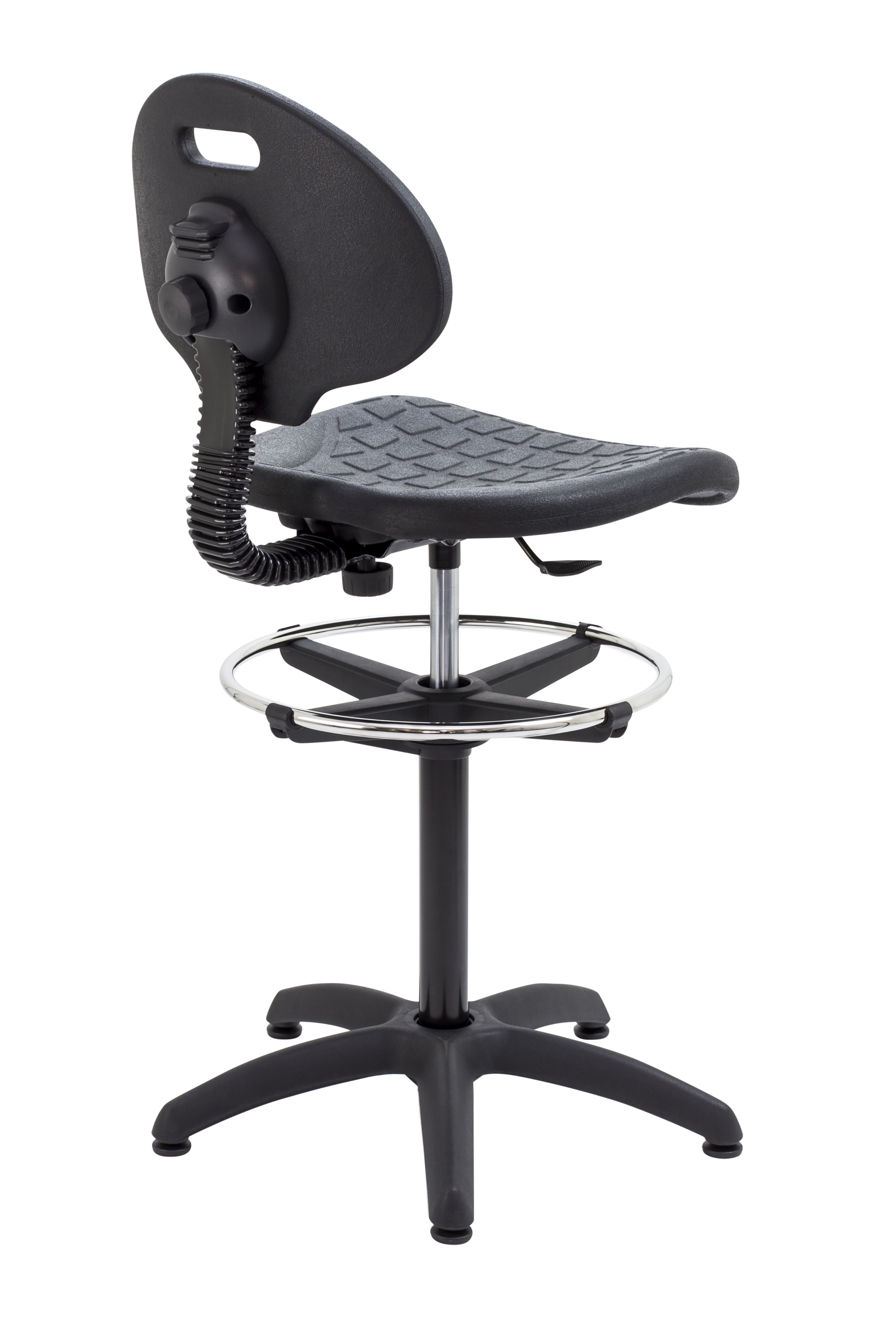 Factory Chair with Draughtsman Kit | Adjustable Foot Ring | Black thumbnail 4