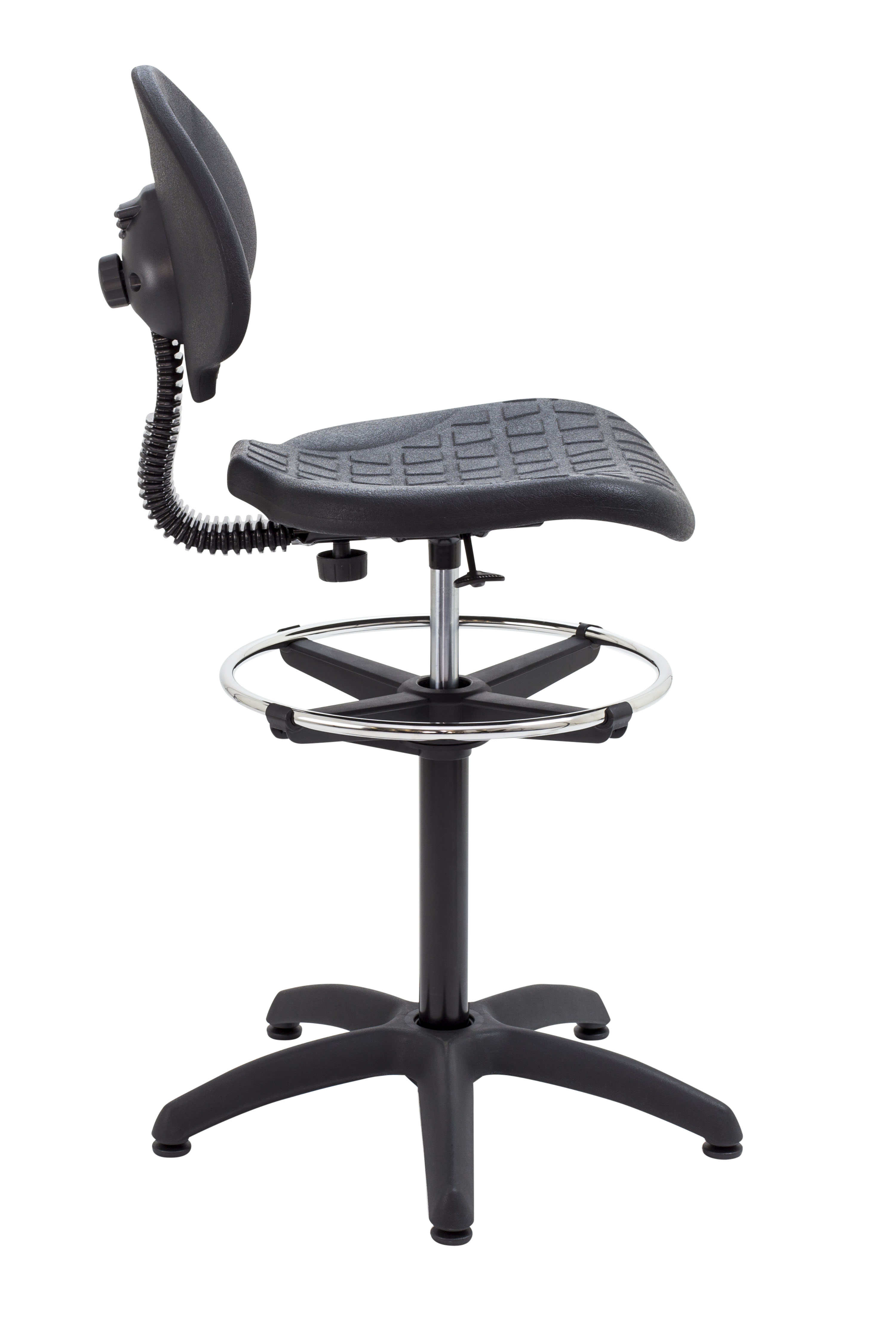 Factory Chair with Draughtsman Kit | Adjustable Foot Ring | Black thumbnail 3