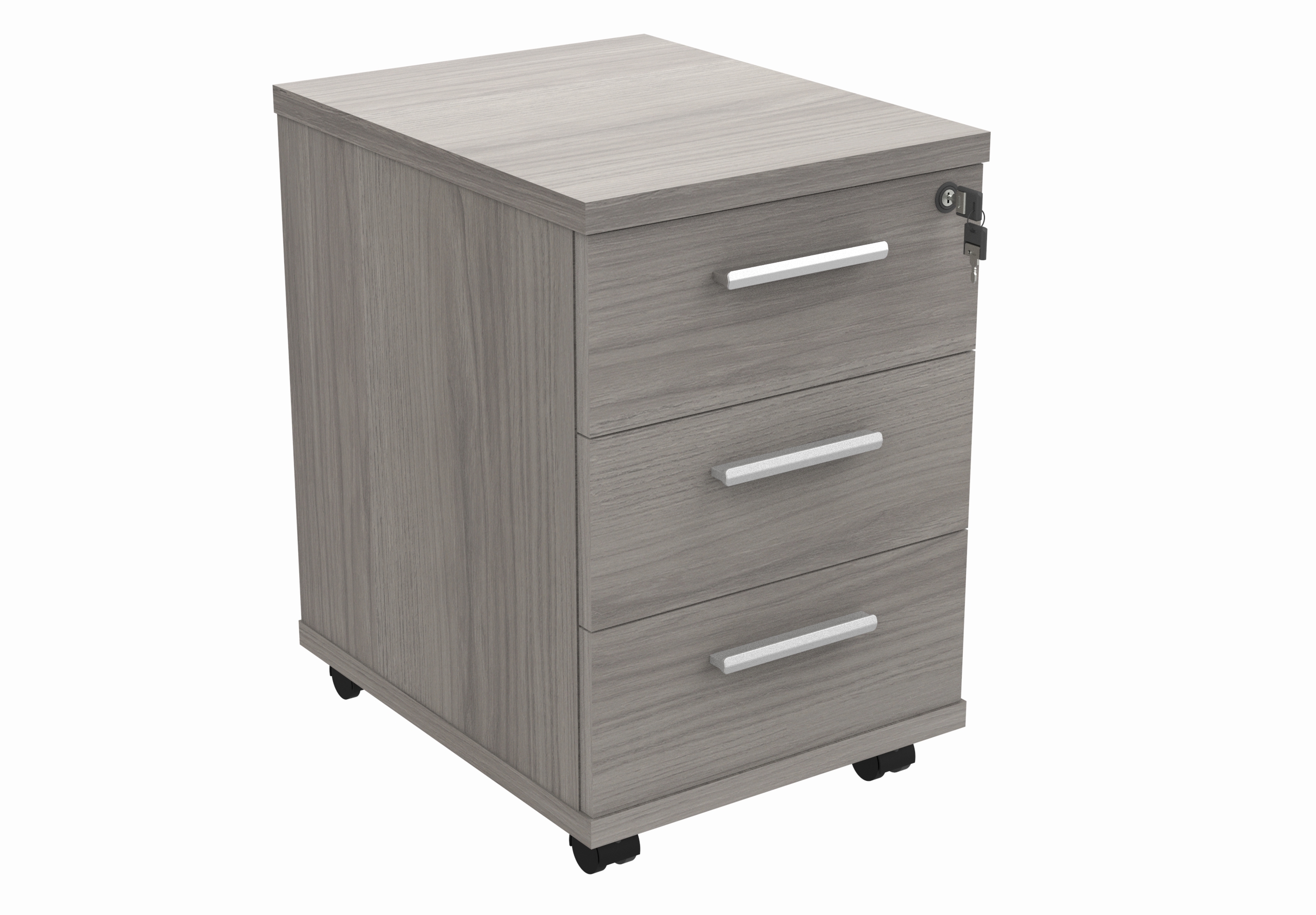 Mobile+Under+Desk+Office+Storage+Unit+%28FSC%29+3+Drawers+Alaskan+Grey+Oak