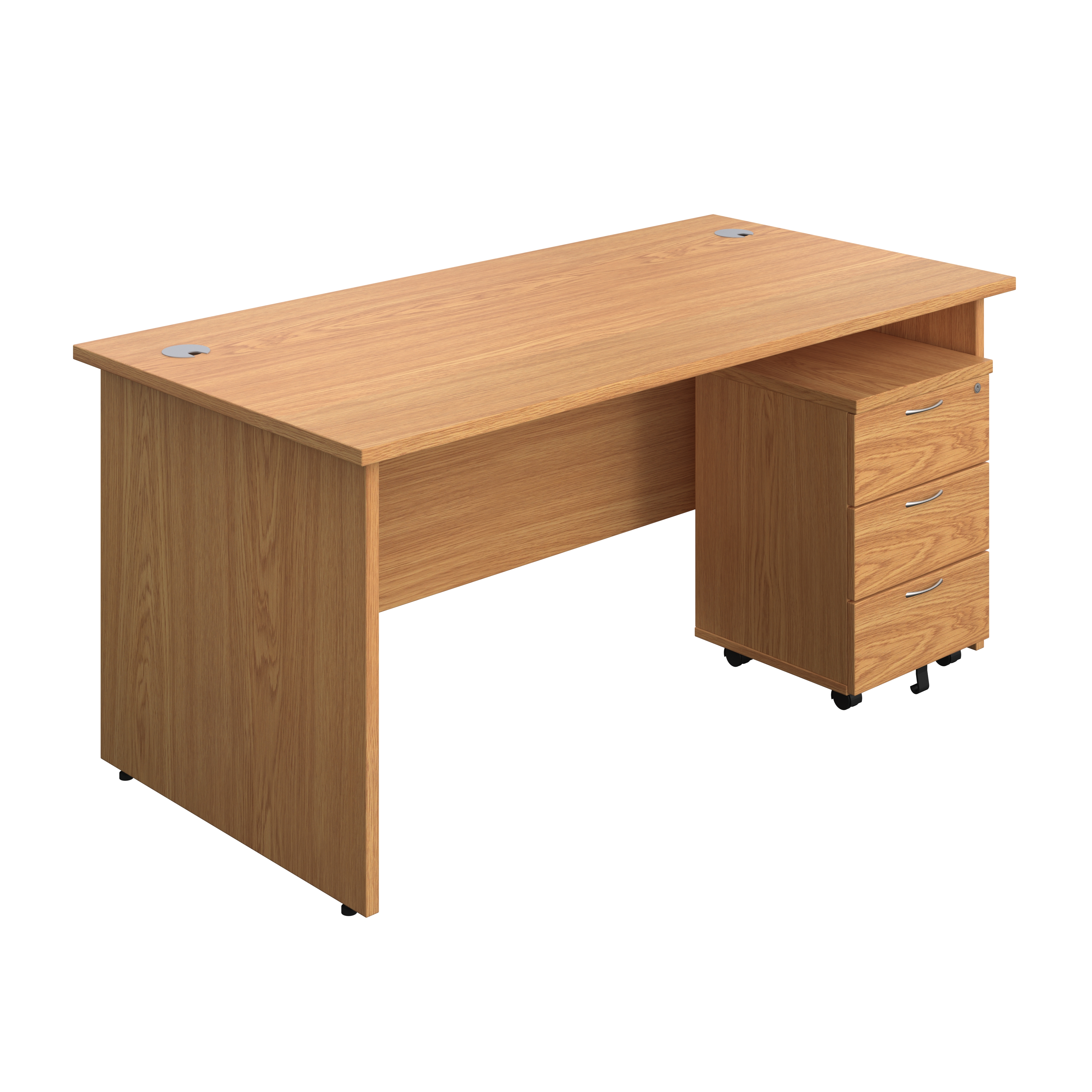 Panel+Rectangular+Desk+%2B+3+Drawer+Mobile+Pedestal+Bundle+%28FSC%29+1600X800+Nova+Oak%2FNova+Oak
