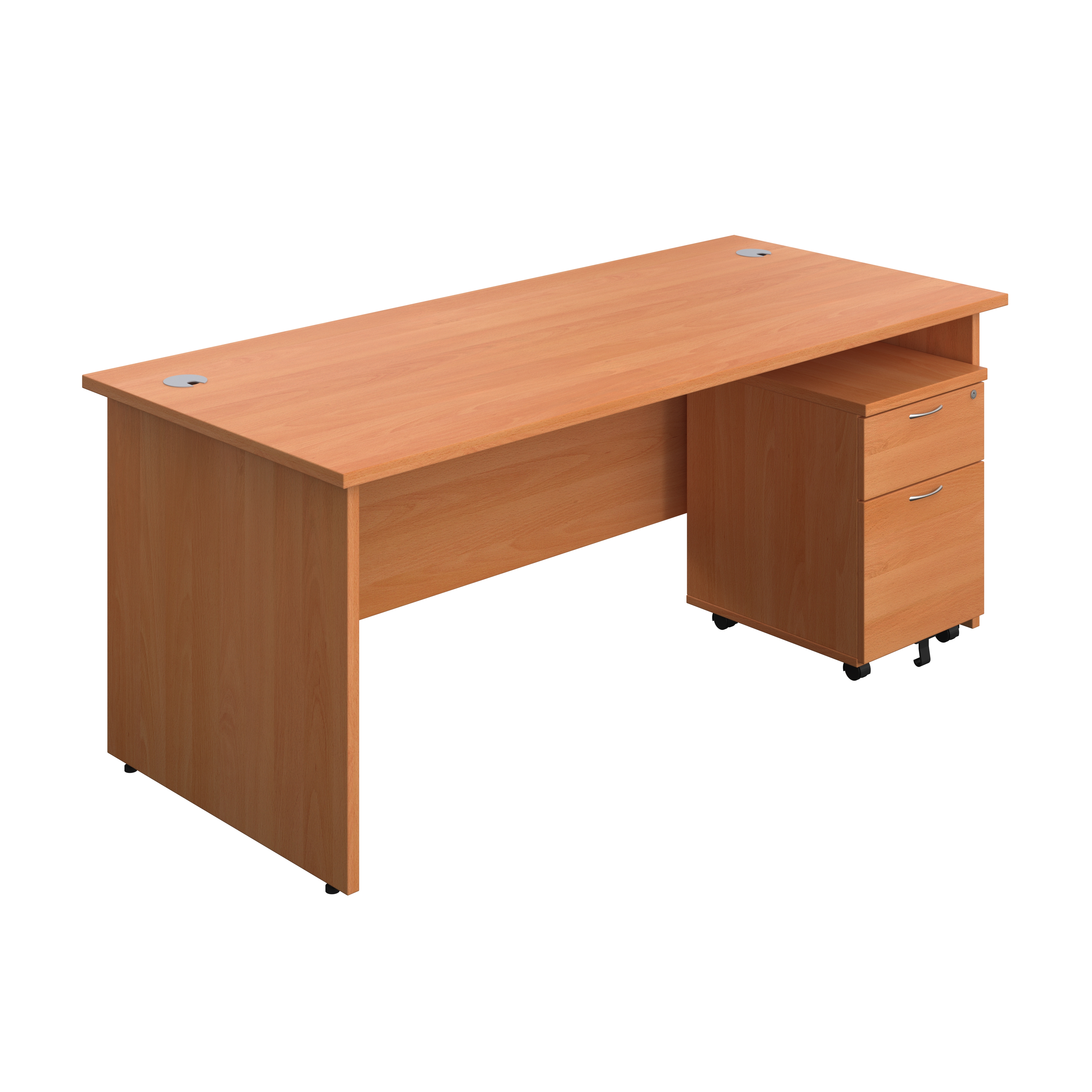 Panel Rectangular Desk + 2 Drawer Mobile Pedestal Bundle (FSC) | 1800X800 | Beech/Beech