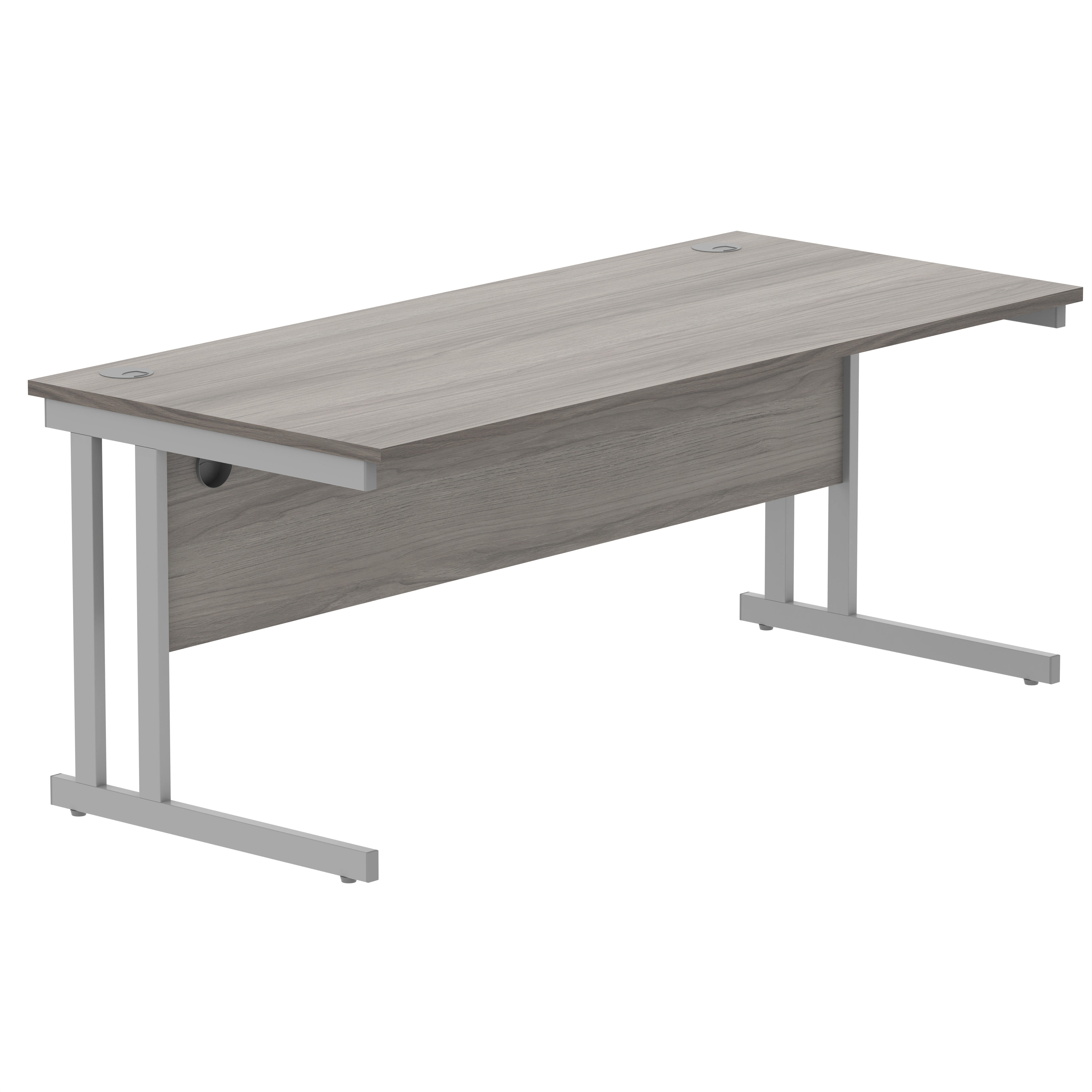 Office+Rectangular+Desk+with+Steel+Double+Upright+Cantilever+Frame+%28FSC%29+1800X800+Alaskan+Grey+Oak%2FSilver
